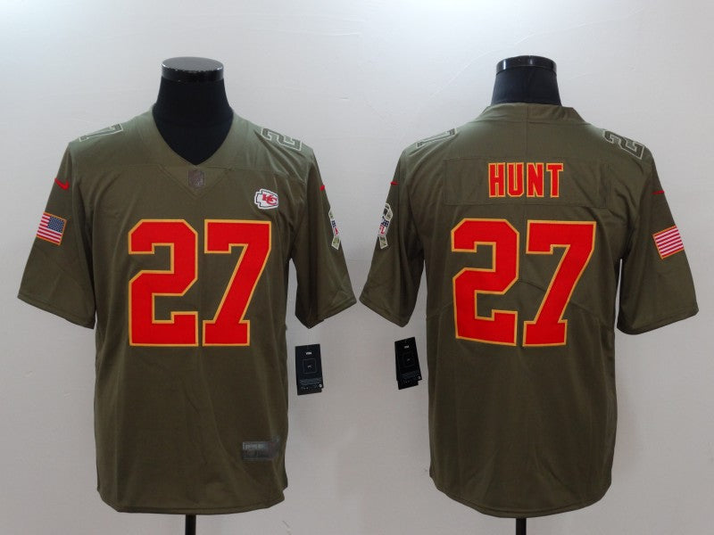 Men's Kansas City Chiefs Karim Hunt #27 Brown Game Jerseys