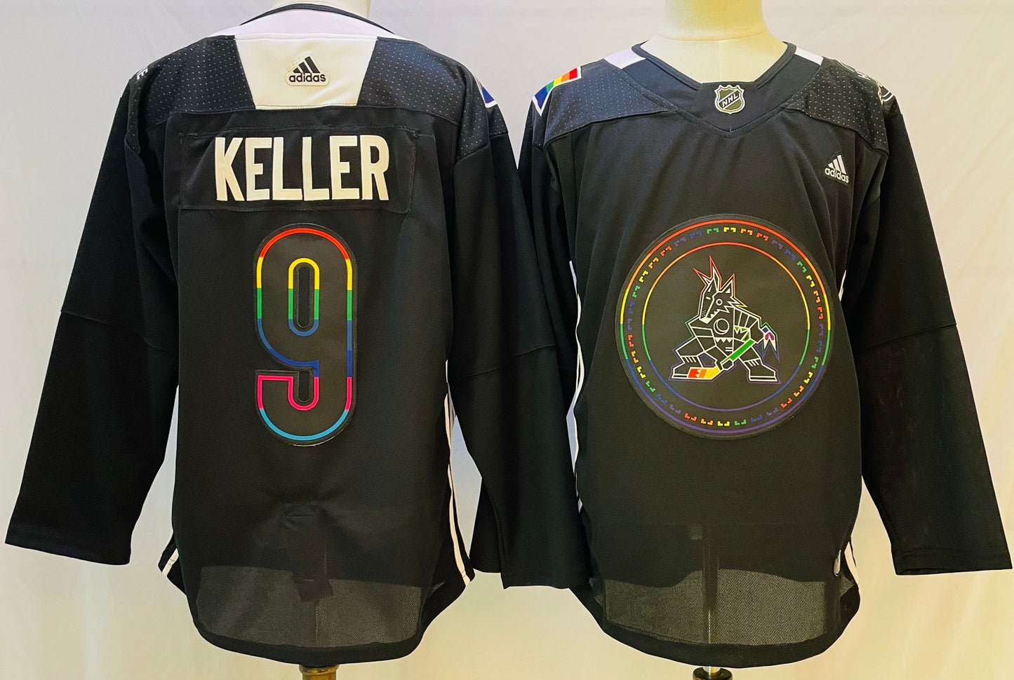 Men's Arizona Coyotes Clayton Keller #9 Black Breakaway Player Jerseys