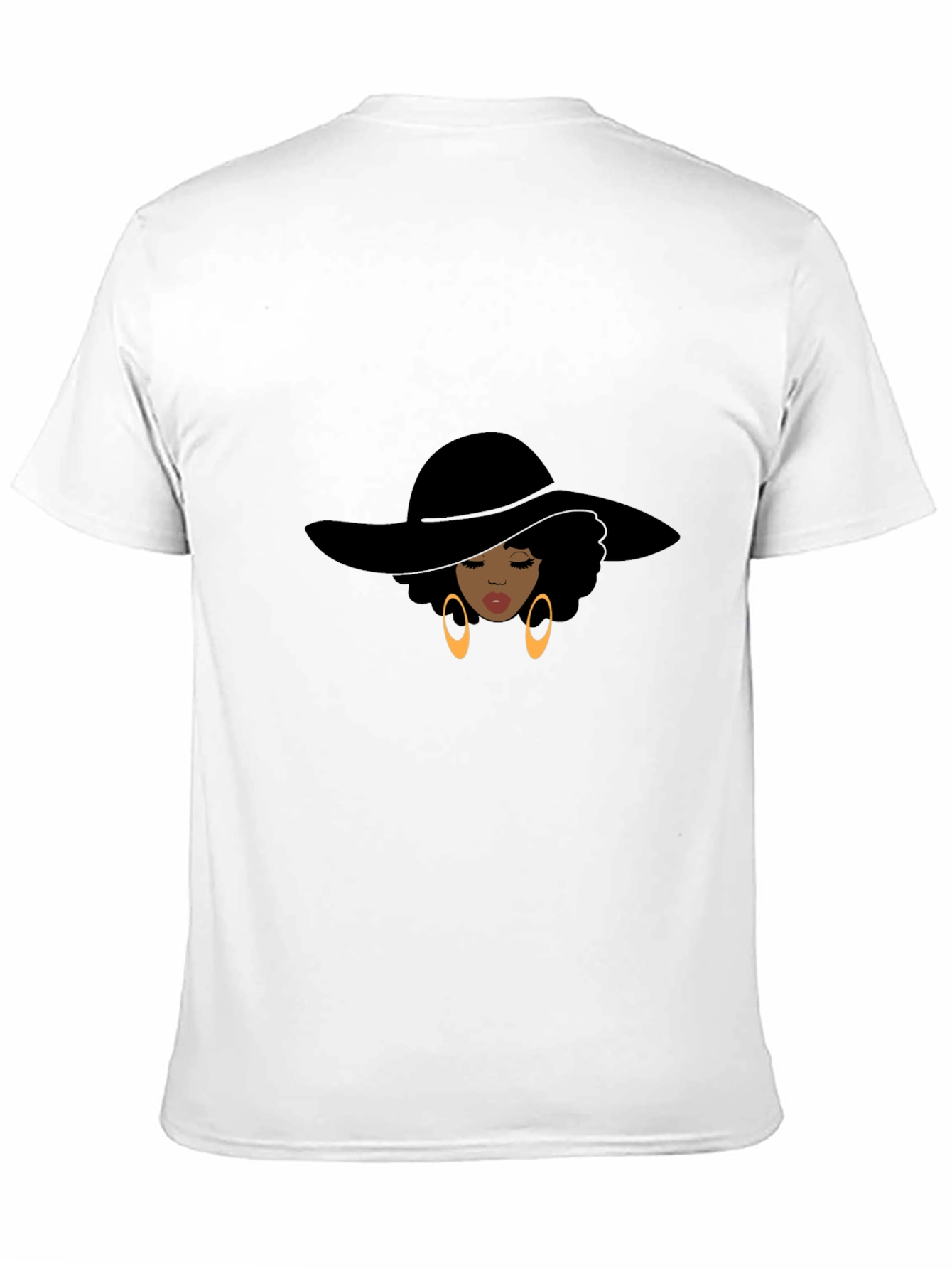 Stylish Afro Woman Graphic Tee - Black Cotton Shirt