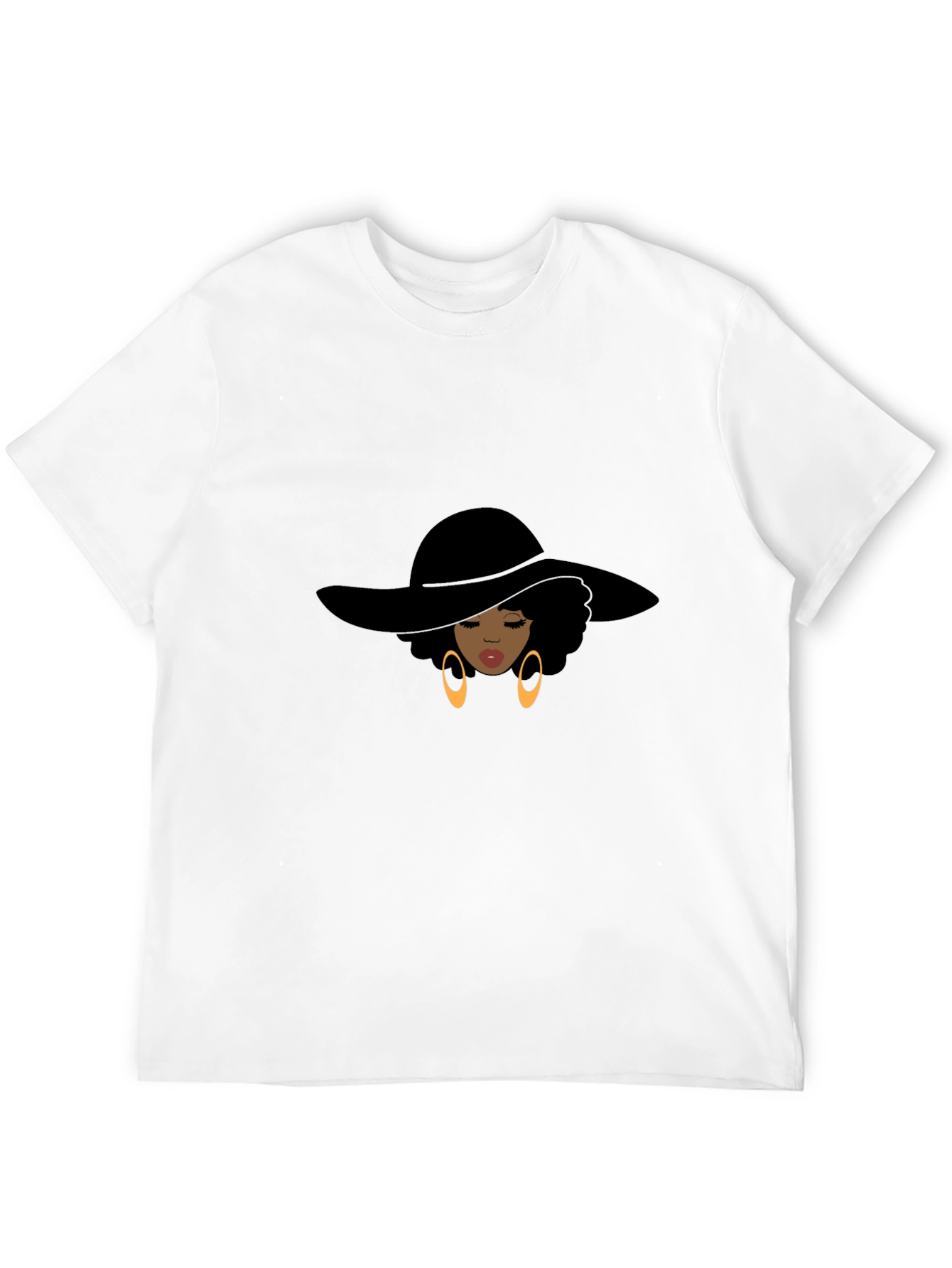 Stylish Afro Woman Graphic Tee - Black Cotton Shirt