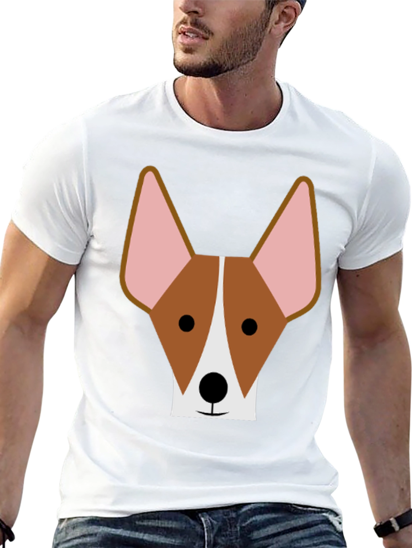 Dog Face Graphic Tee - Black Cotton T-Shirt