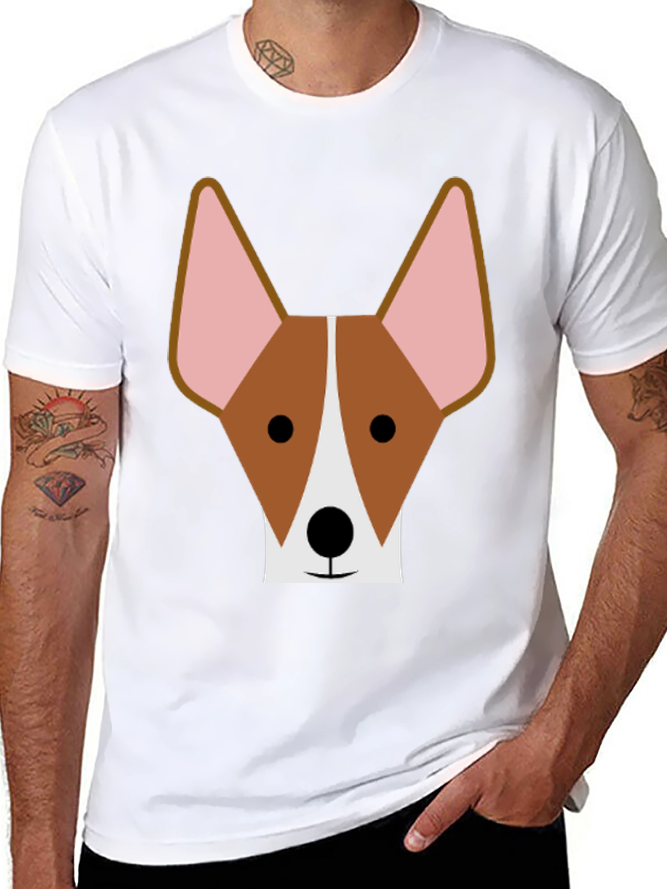 Dog Face Graphic Tee - Black Cotton T-Shirt