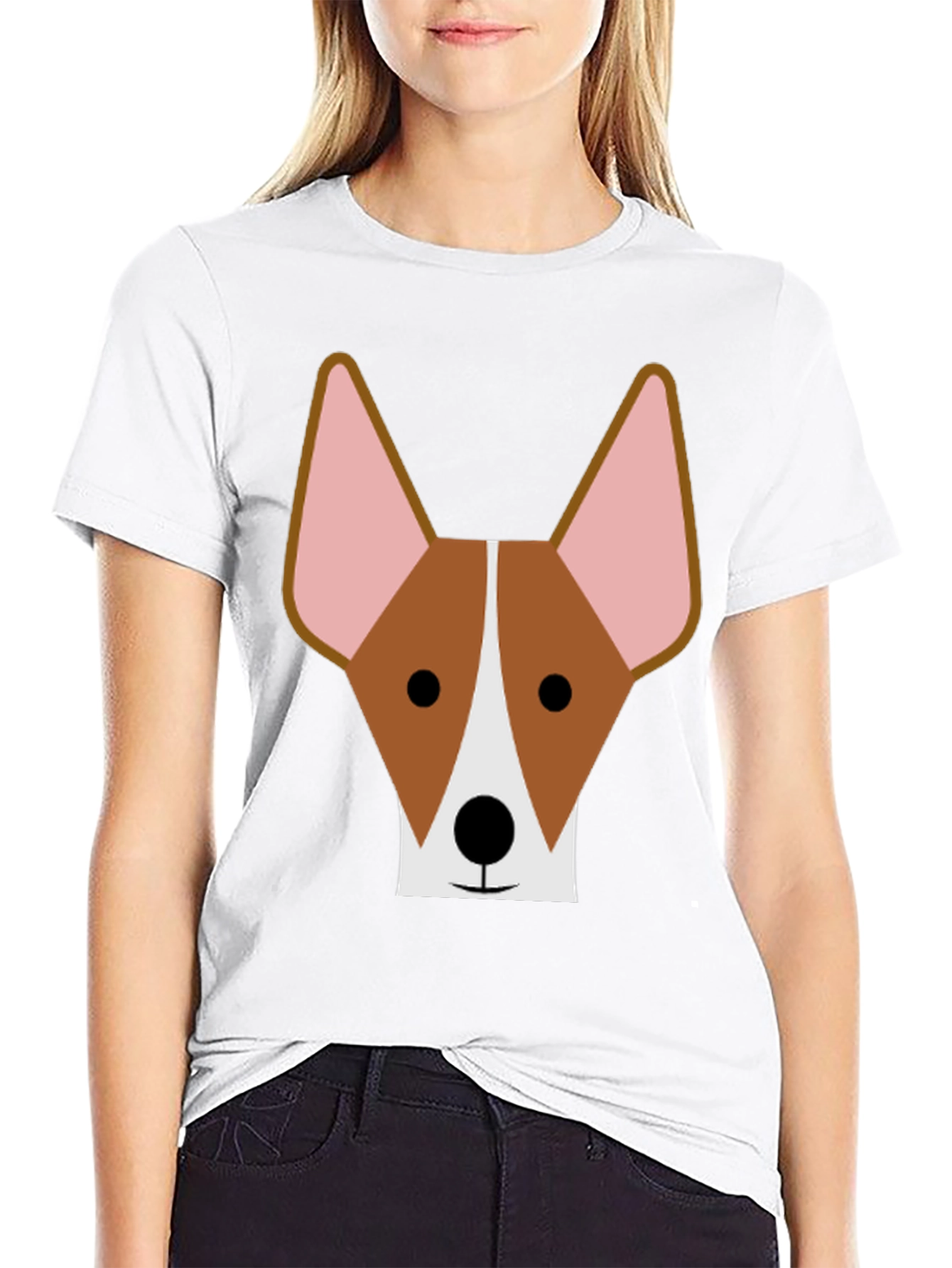 Dog Face Graphic Tee - Black Cotton T-Shirt