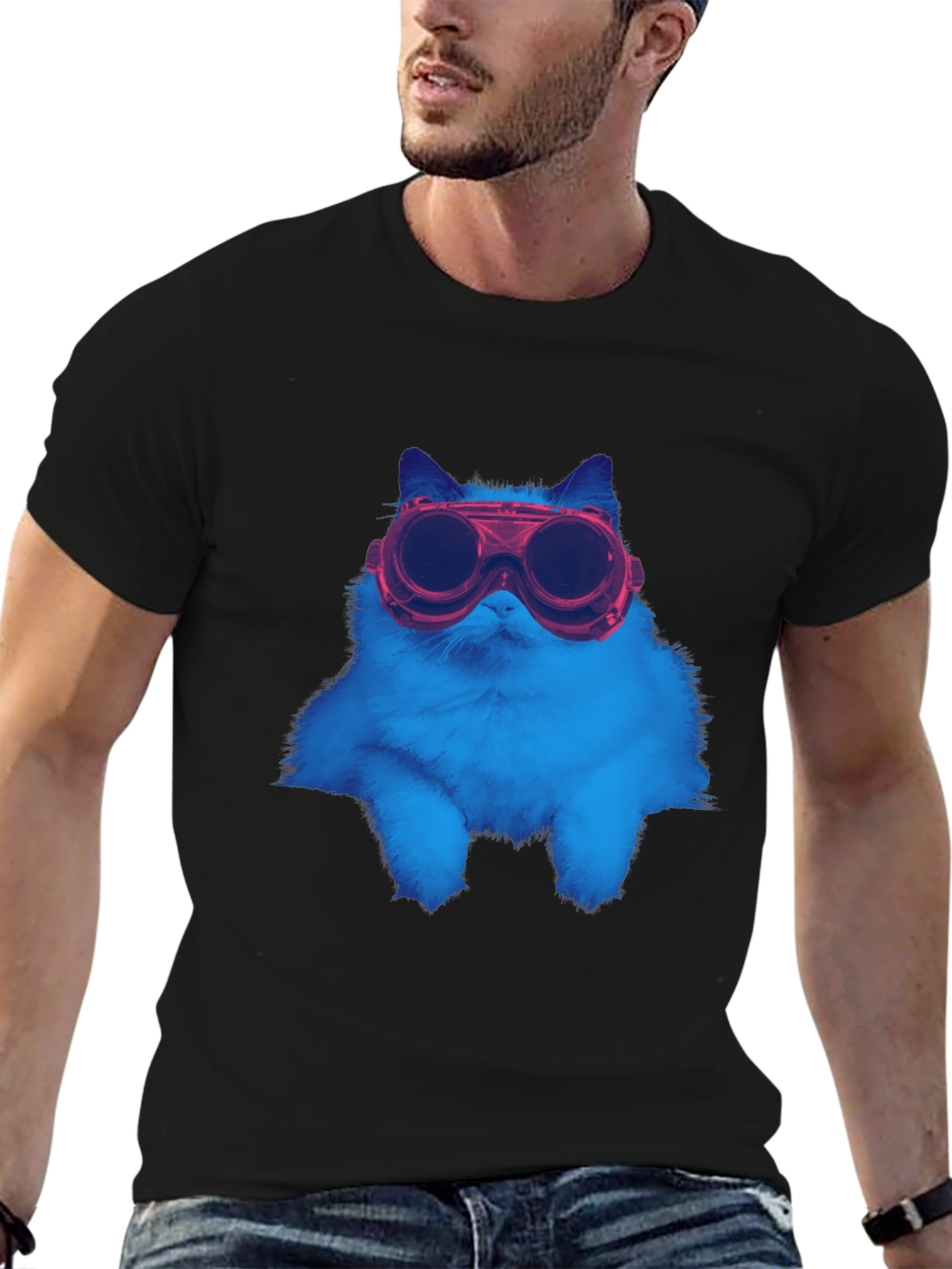 Cool Cat Goggles T-Shirt - Unique Graphic Tee