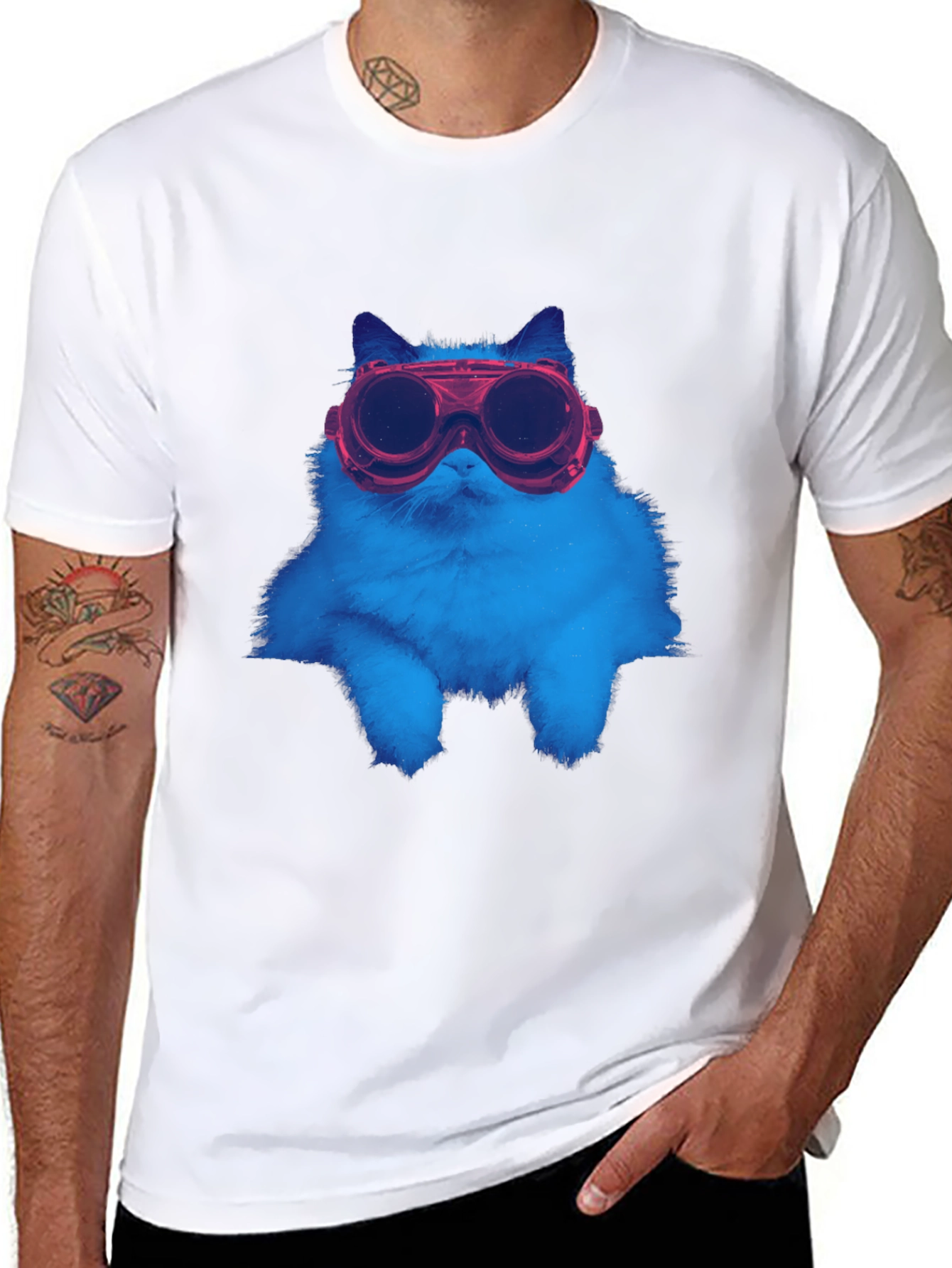 Cool Cat Goggles T-Shirt - Unique Graphic Tee