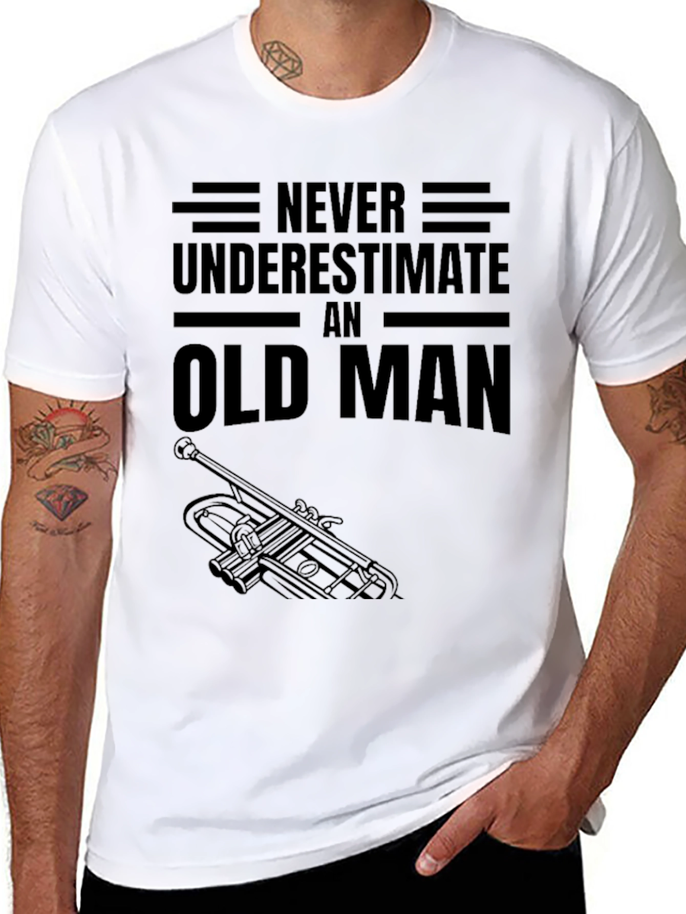 Never Underestimate Old Man Trumpet T-Shirt