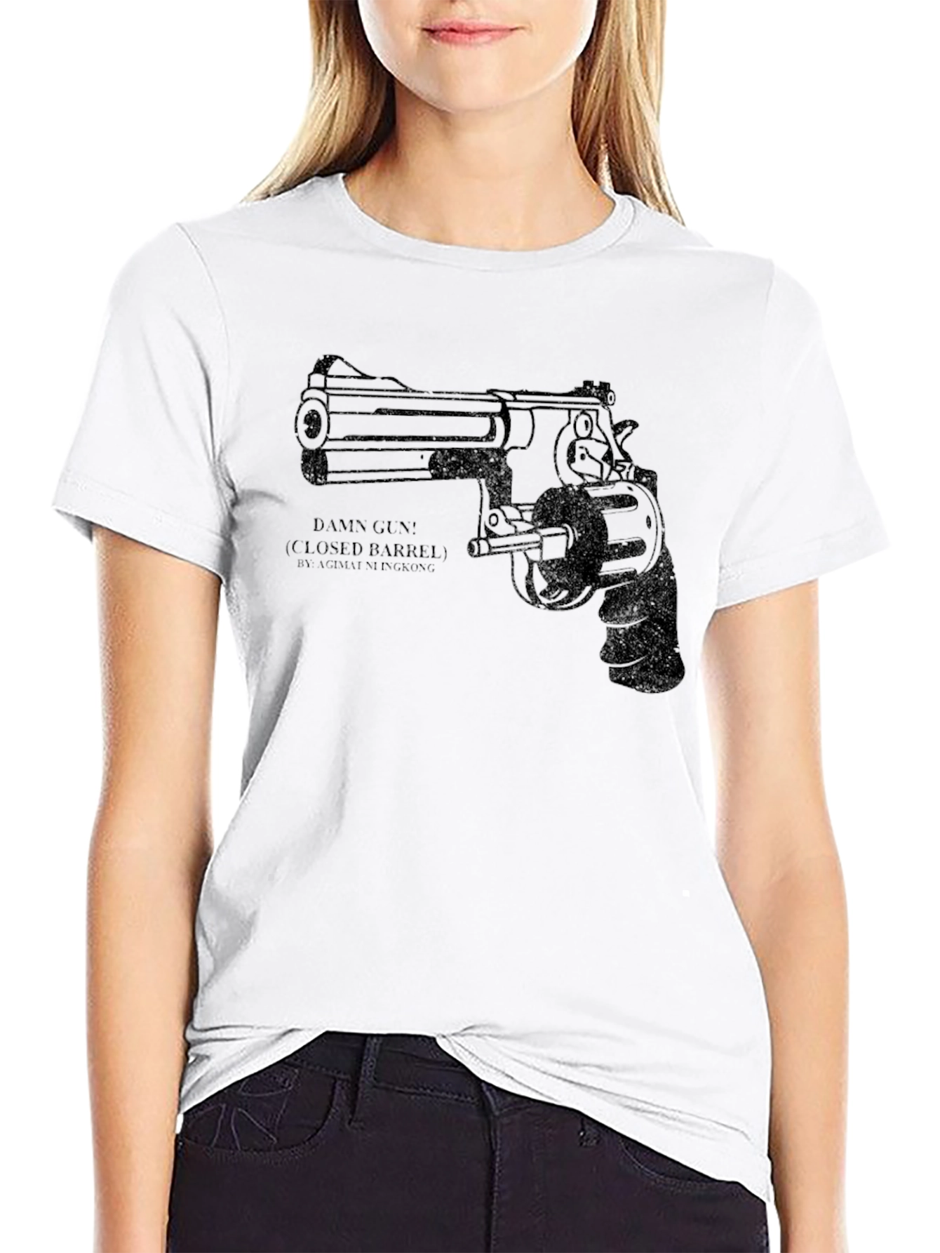 Damn Gun Graphic Tee - Black Cotton Blend T-Shirt