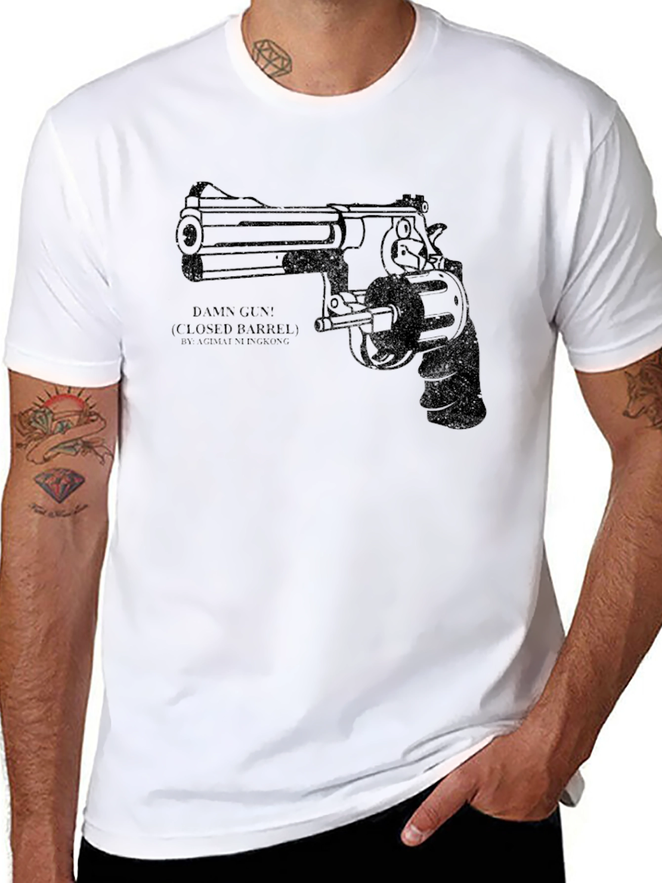 Damn Gun Graphic Tee - Black Cotton Blend T-Shirt