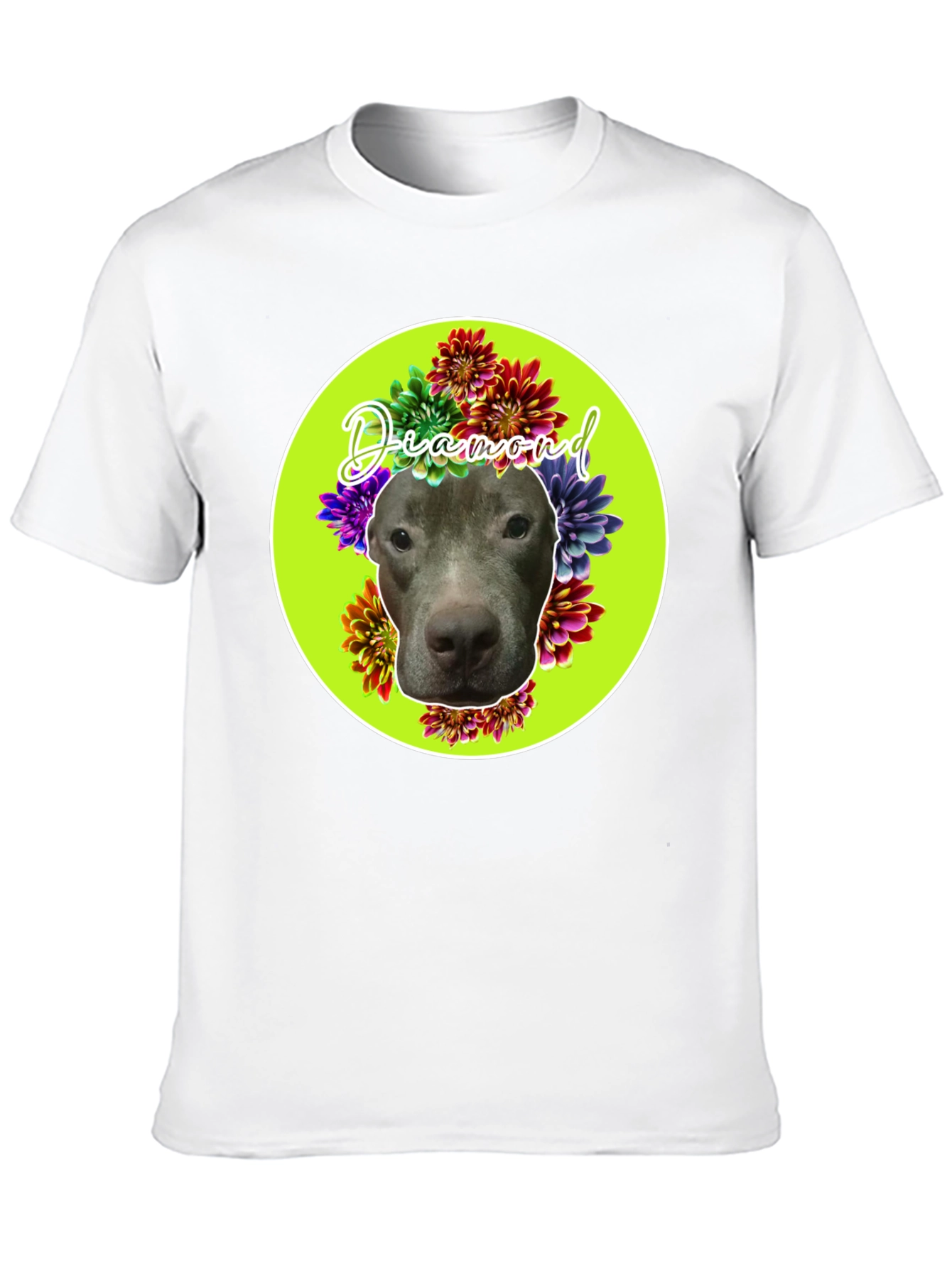 Diamond Dog Floral T-Shirt - Custom Pet Tee