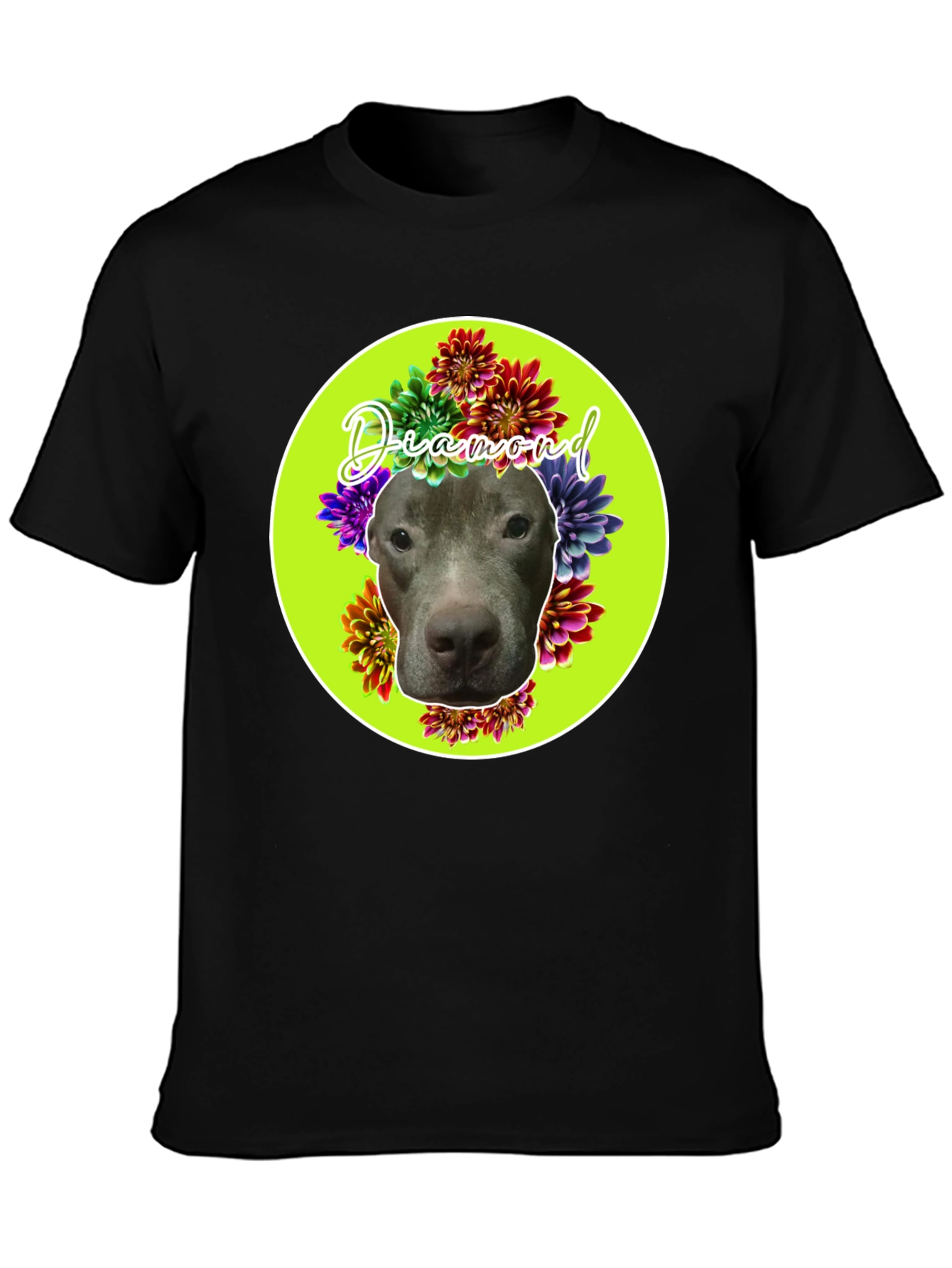 Diamond Dog Floral T-Shirt - Custom Pet Tee