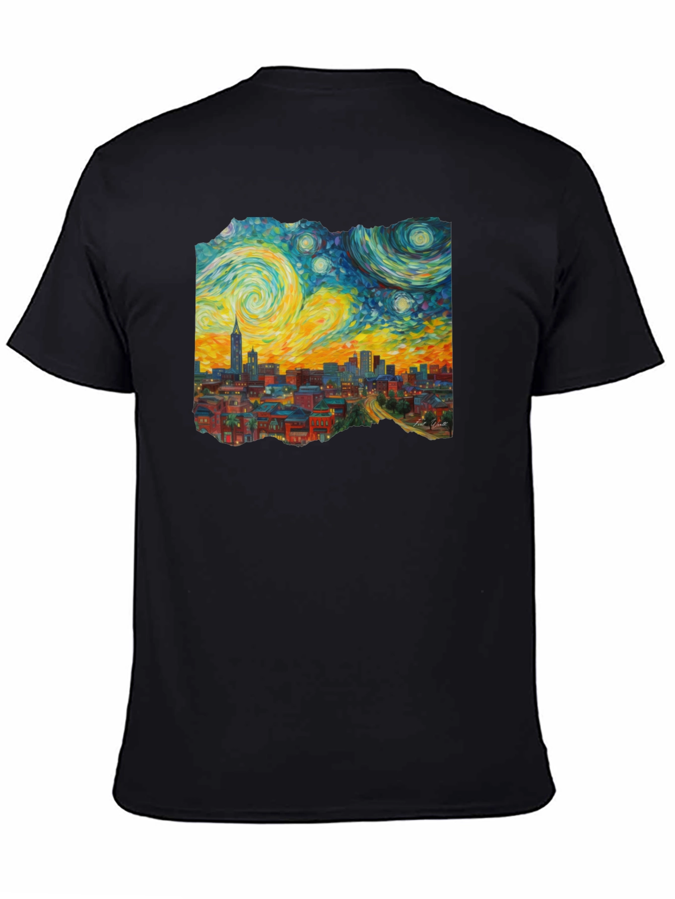 Starry Night Cityscape Graphic Tee