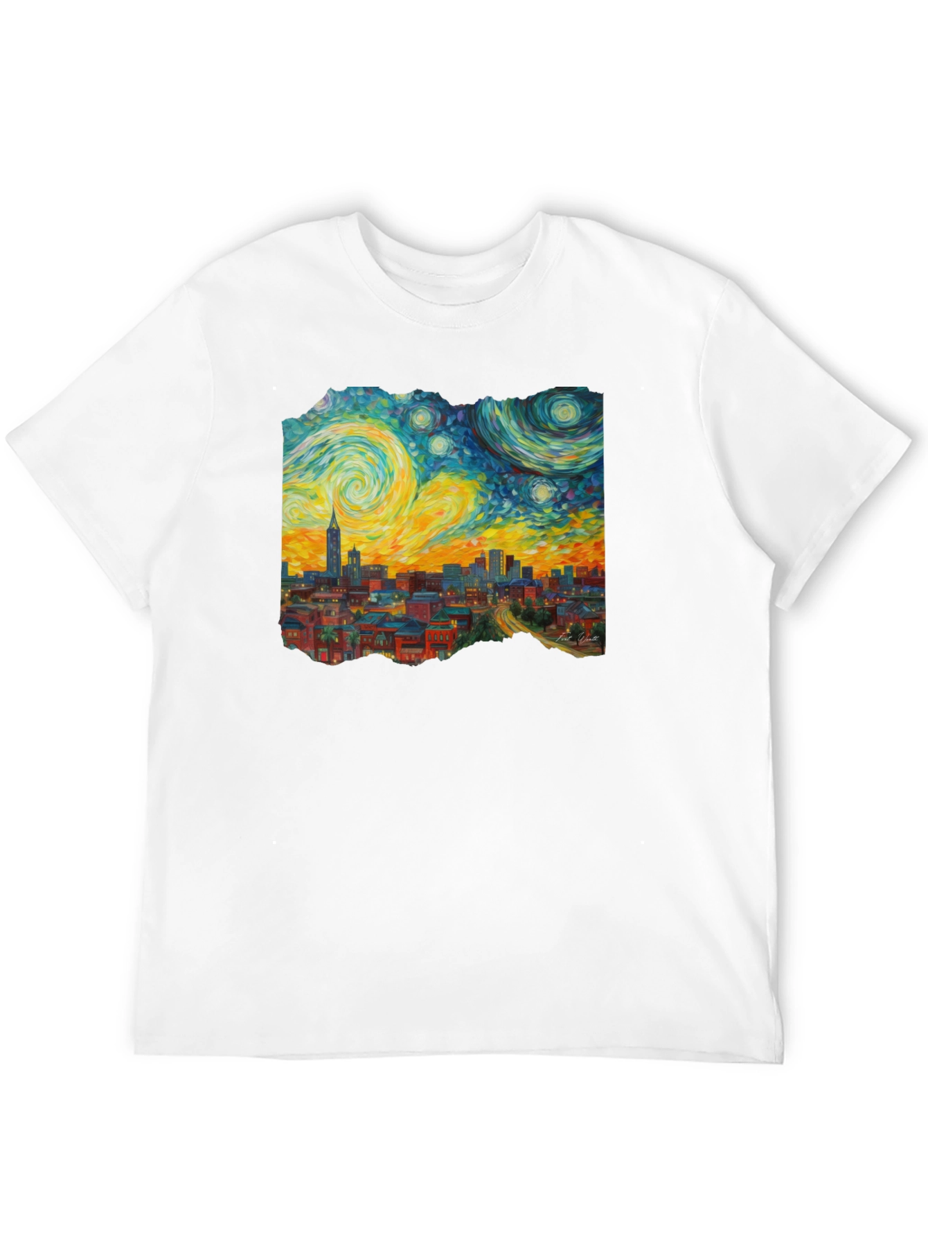 Starry Night Cityscape Graphic Tee