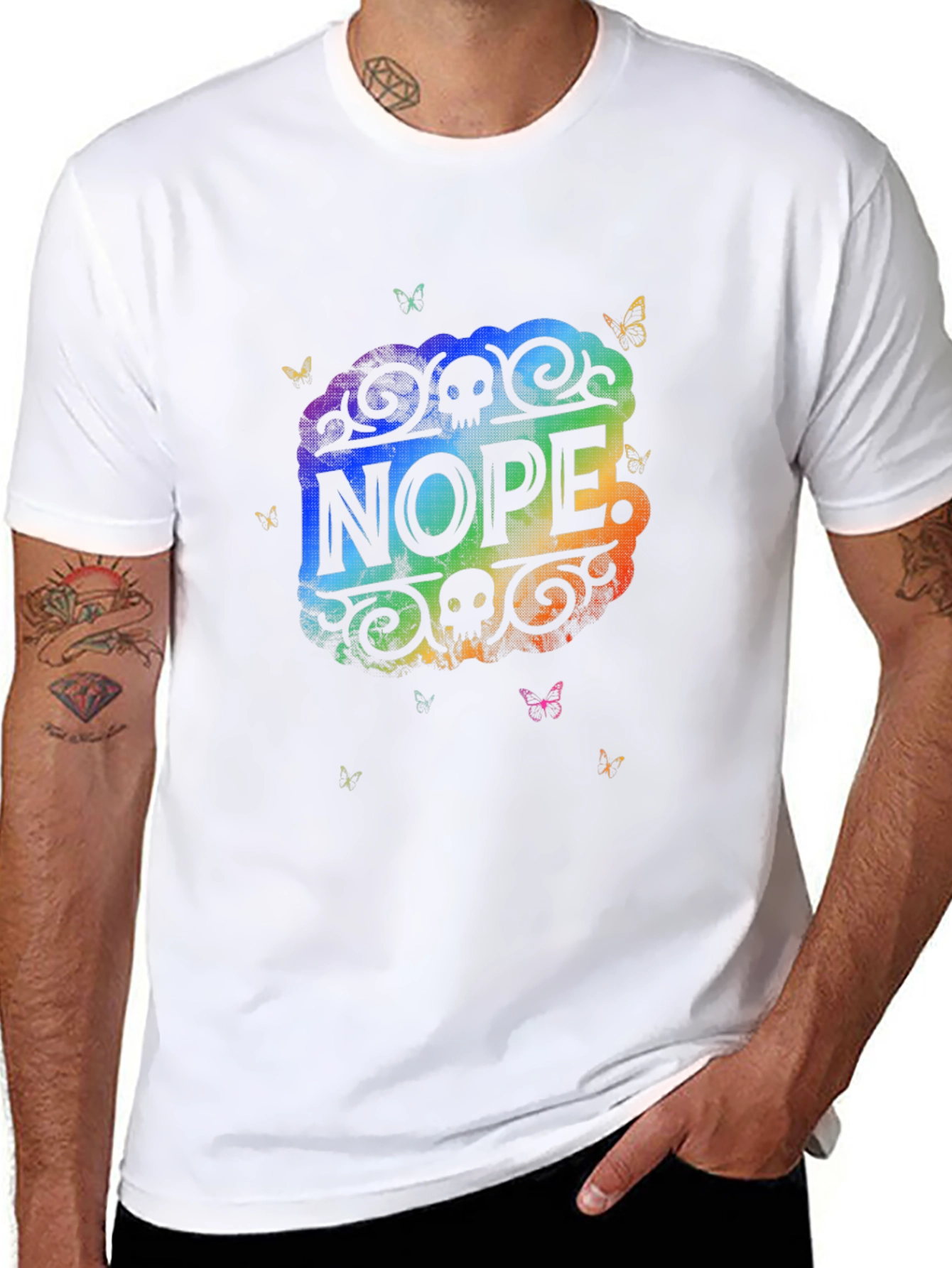 Nope Skull Butterfly Graphic Tee