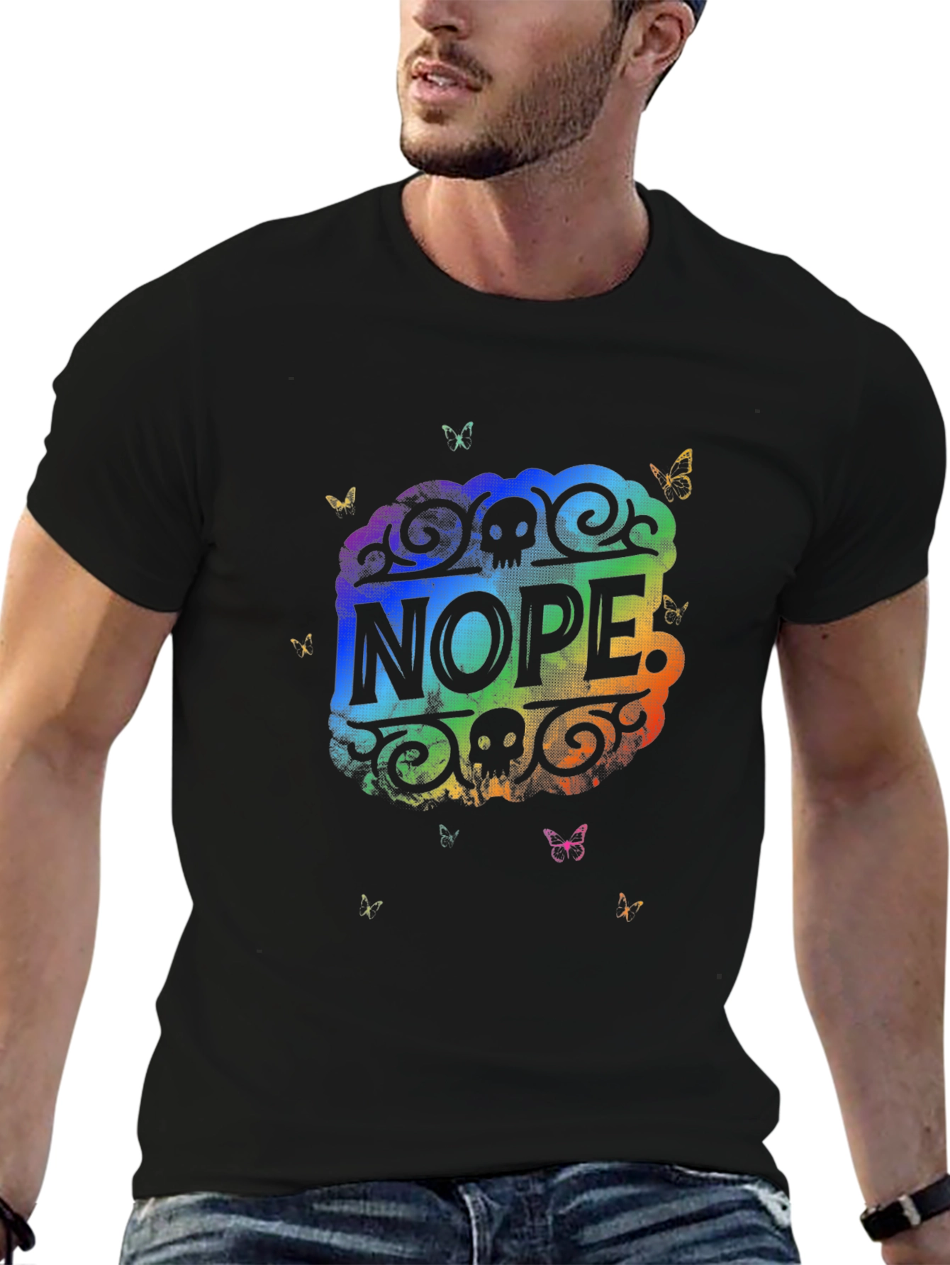 Nope Skull Butterfly Graphic Tee