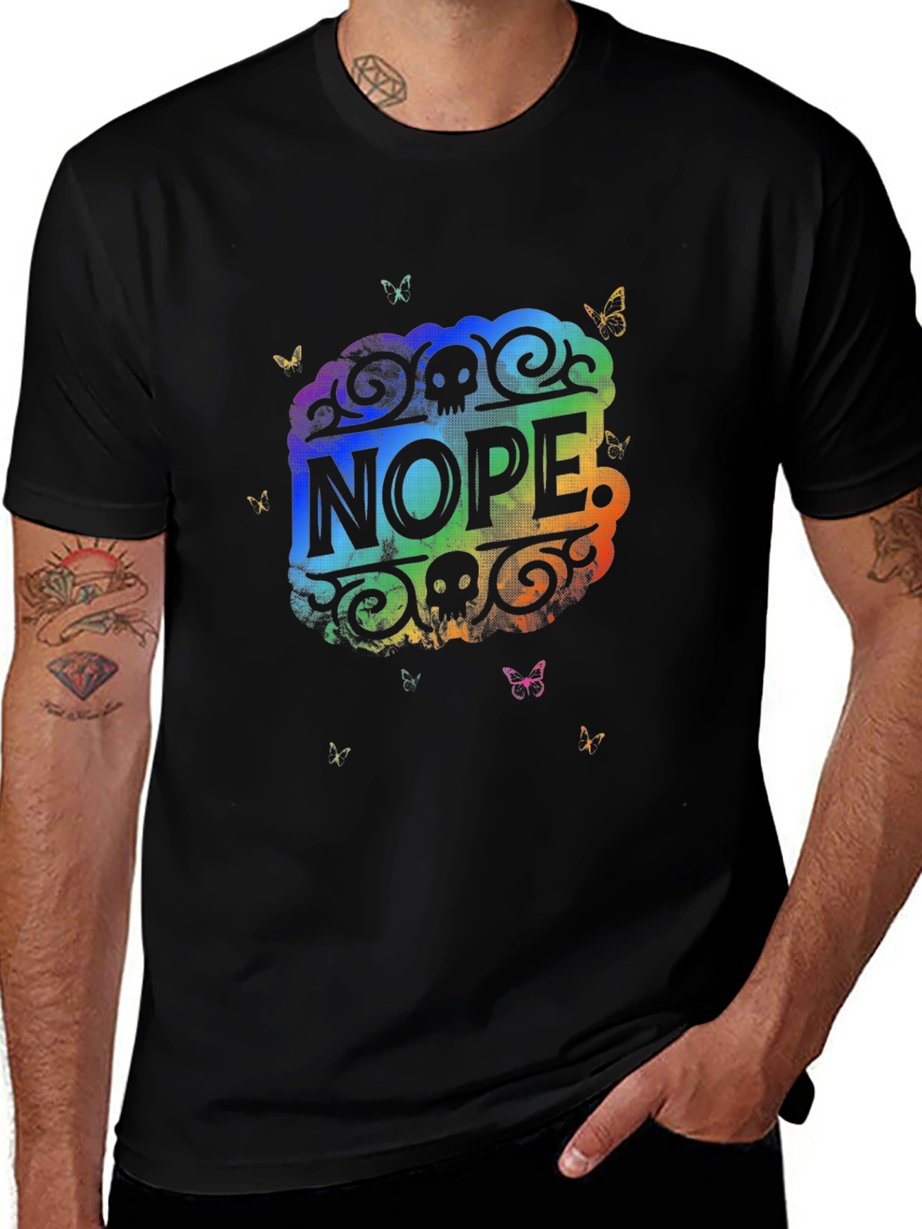 Nope Skull Butterfly Graphic Tee
