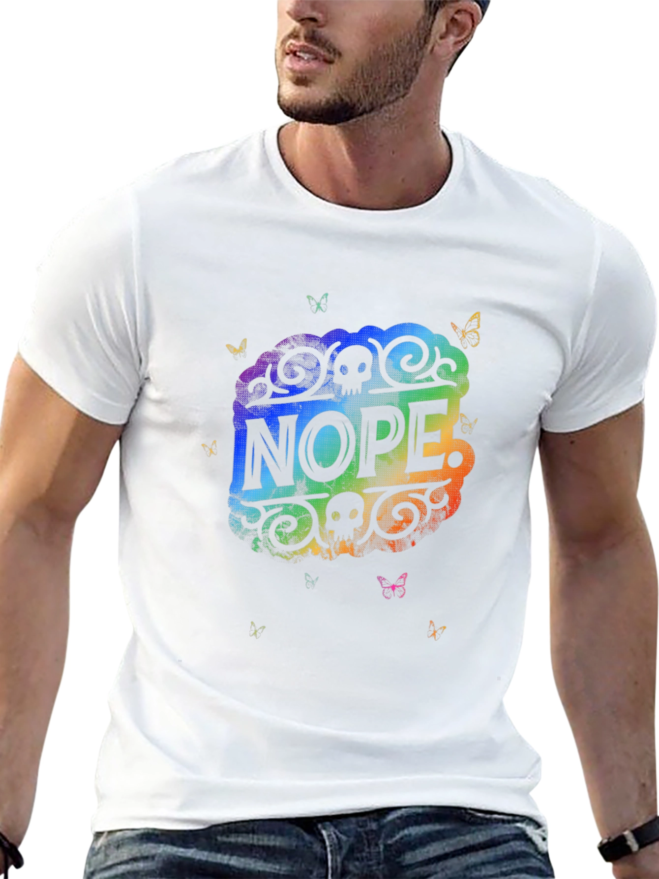 Nope Skull Butterfly Graphic Tee