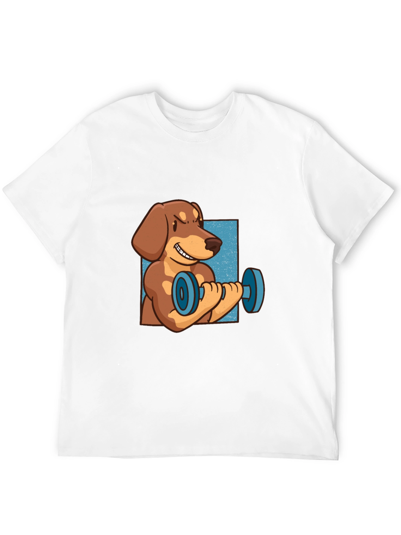 Funny Dachshund Lifting Dumbbell T-Shirt