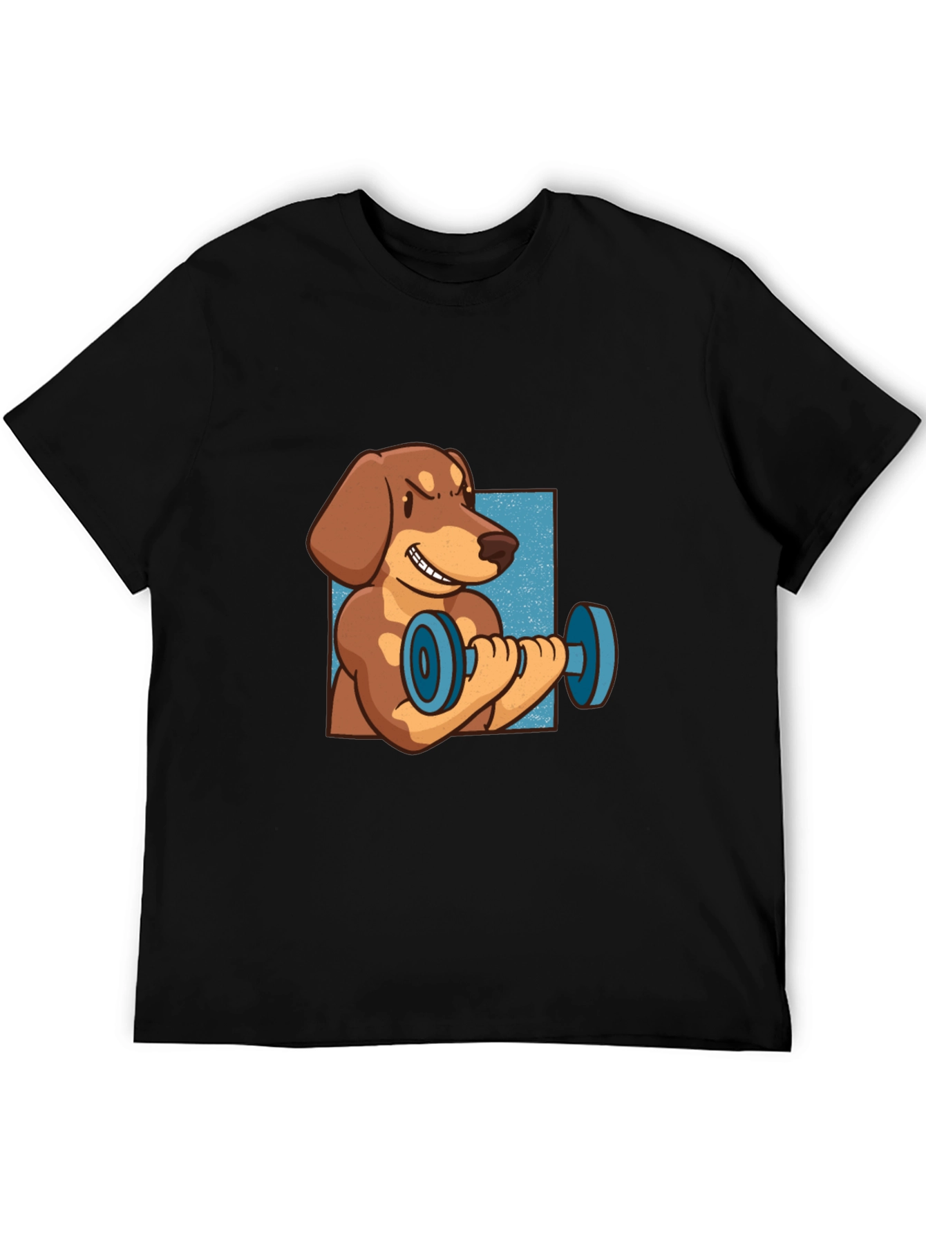 Funny Dachshund Lifting Dumbbell T-Shirt