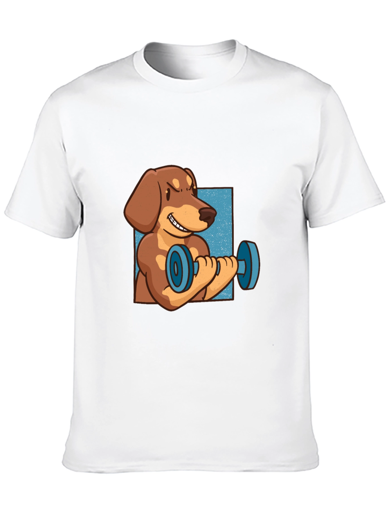 Funny Dachshund Lifting Dumbbell T-Shirt