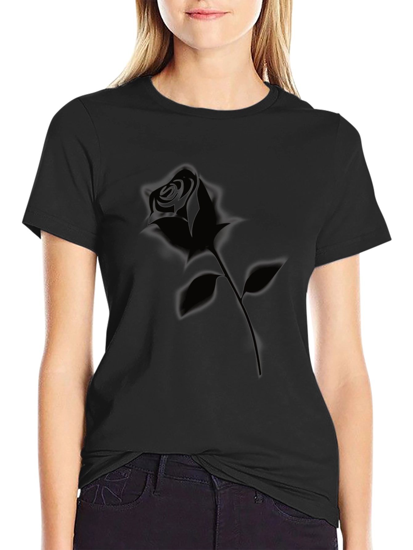 Mens Black Rose Graphic T-Shirt
