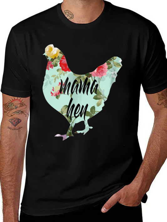 Floral Mama Hen Graphic Tee - Trendy Cute Chicken Shirt