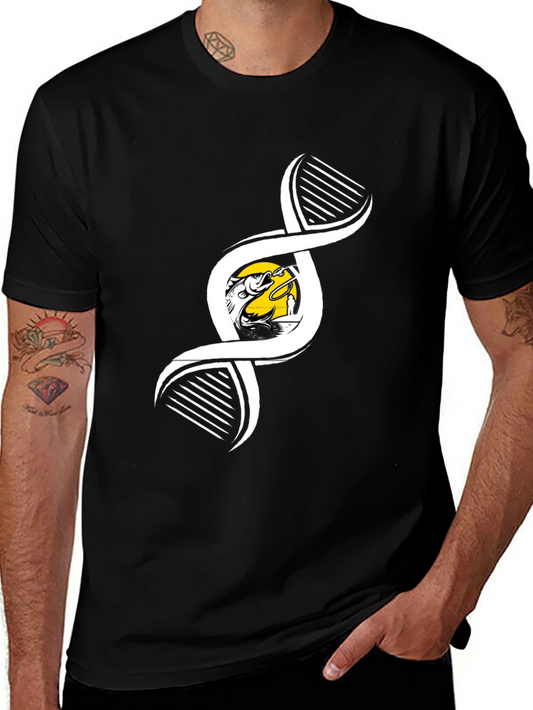 Fishing DNA Graphic Tee - Black Cotton T-Shirt