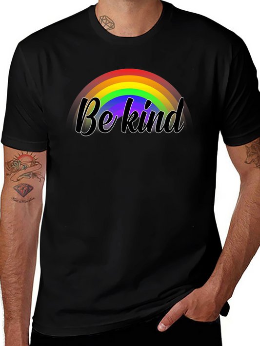 Be Kind Rainbow Graphic Black Tee