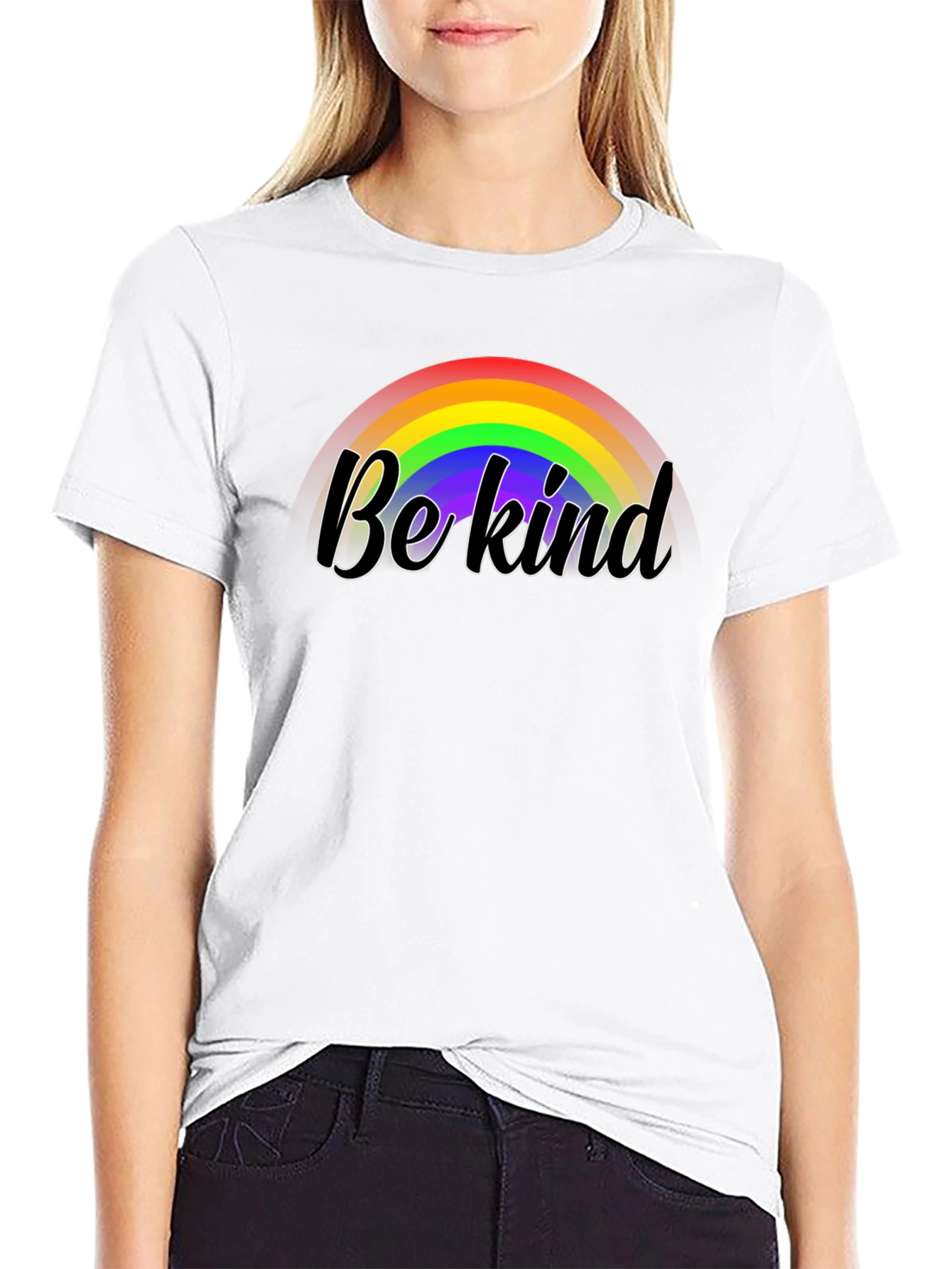Be Kind Rainbow Graphic Black Tee