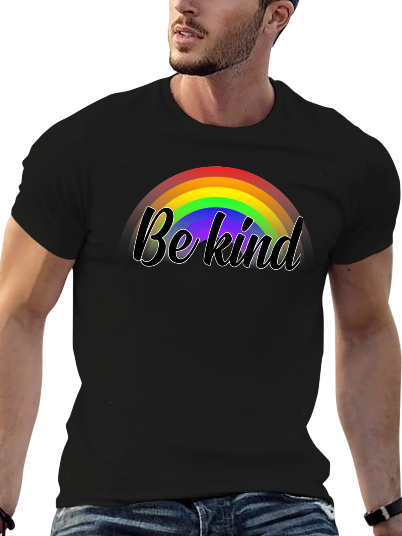 Be Kind Rainbow Graphic Black Tee