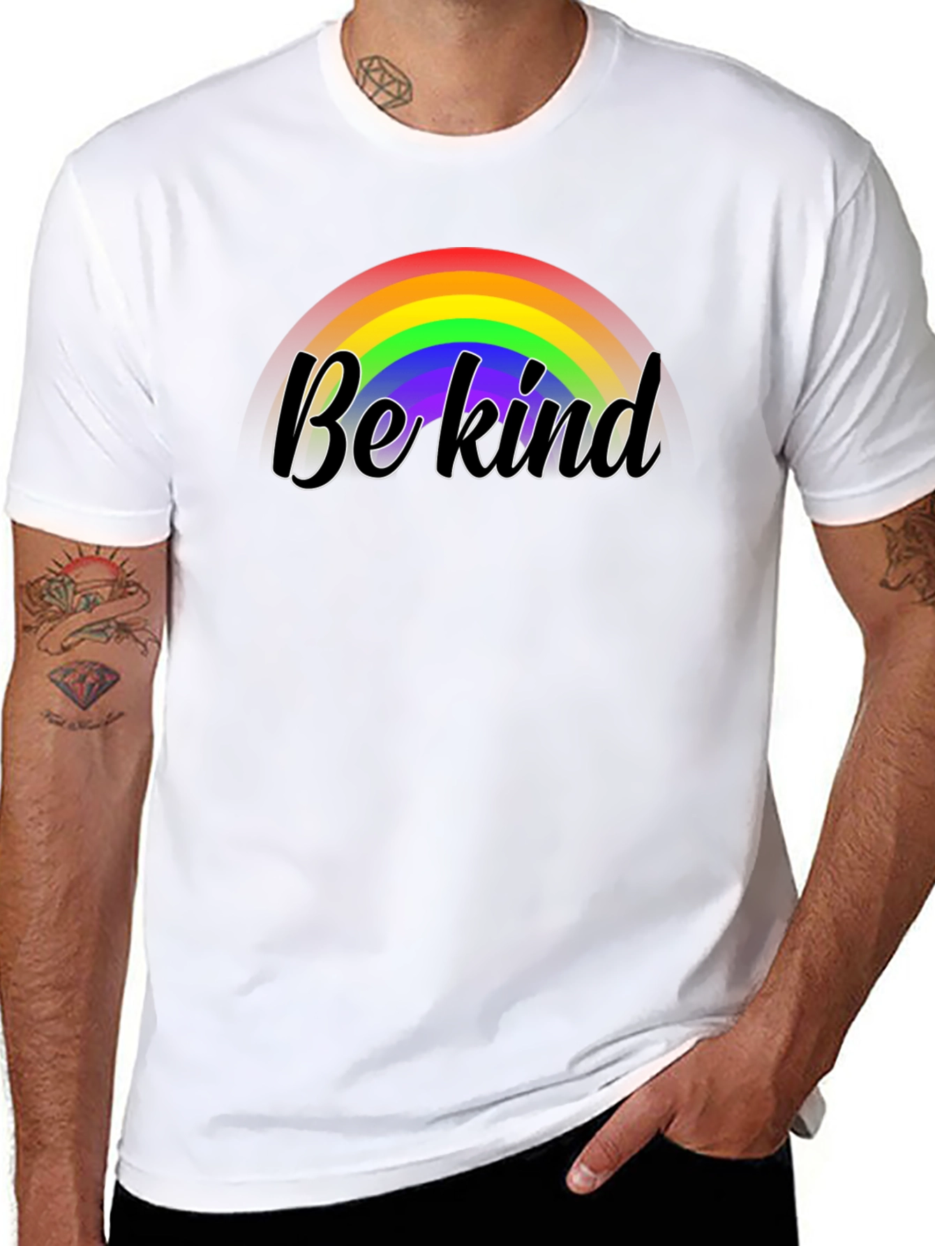 Be Kind Rainbow Graphic Black Tee