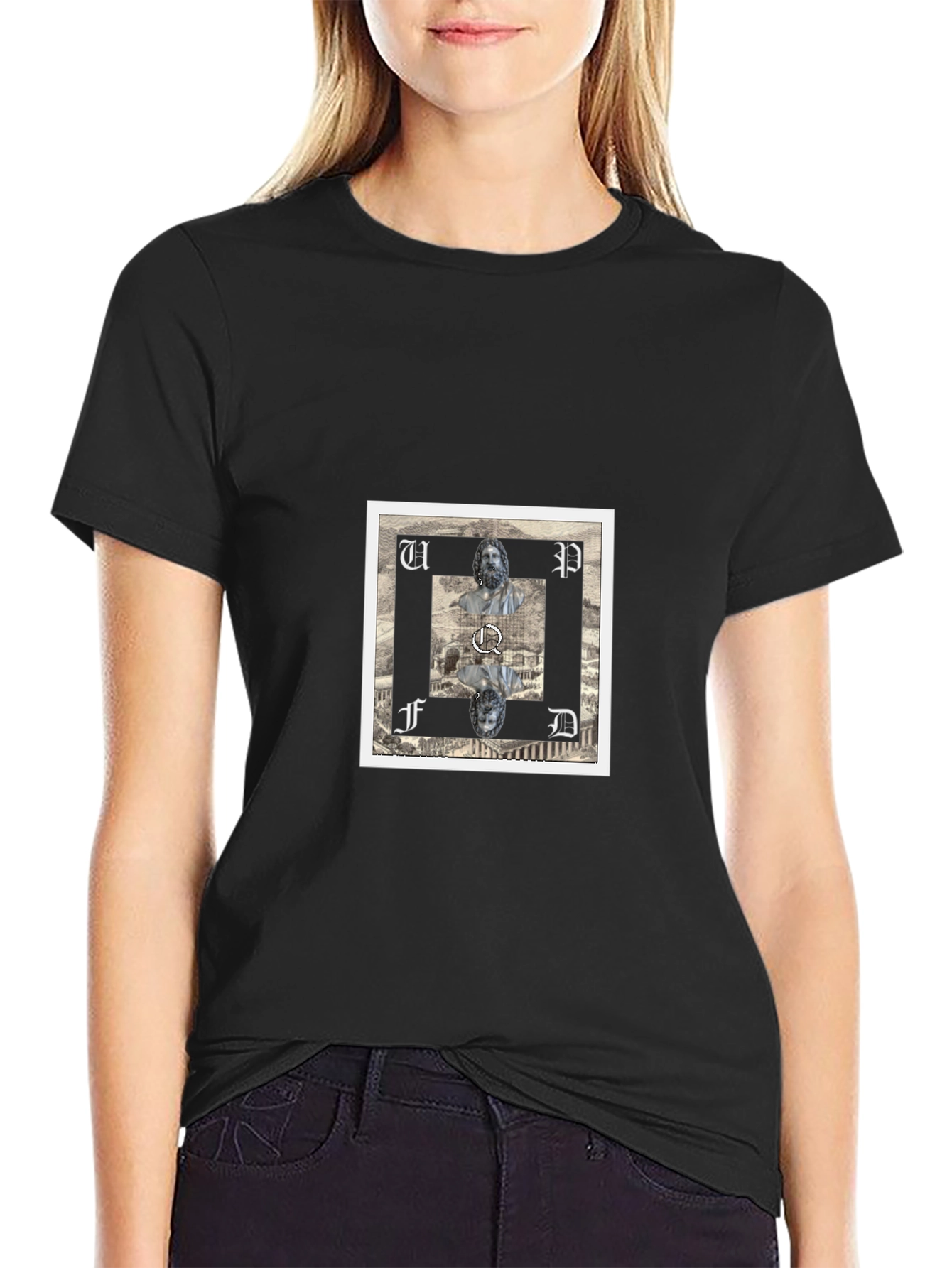 Unique Graphic Print Black T-Shirt