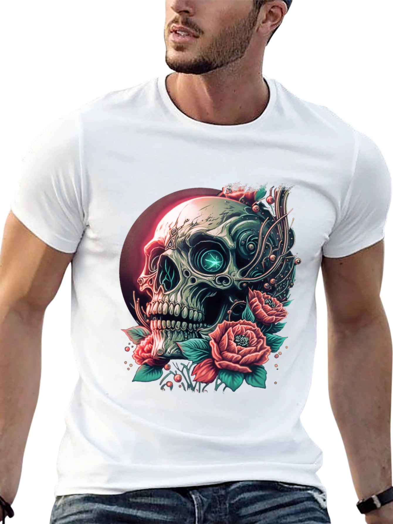 Skull & Roses Graphic T-Shirt - Edgy Streetwear