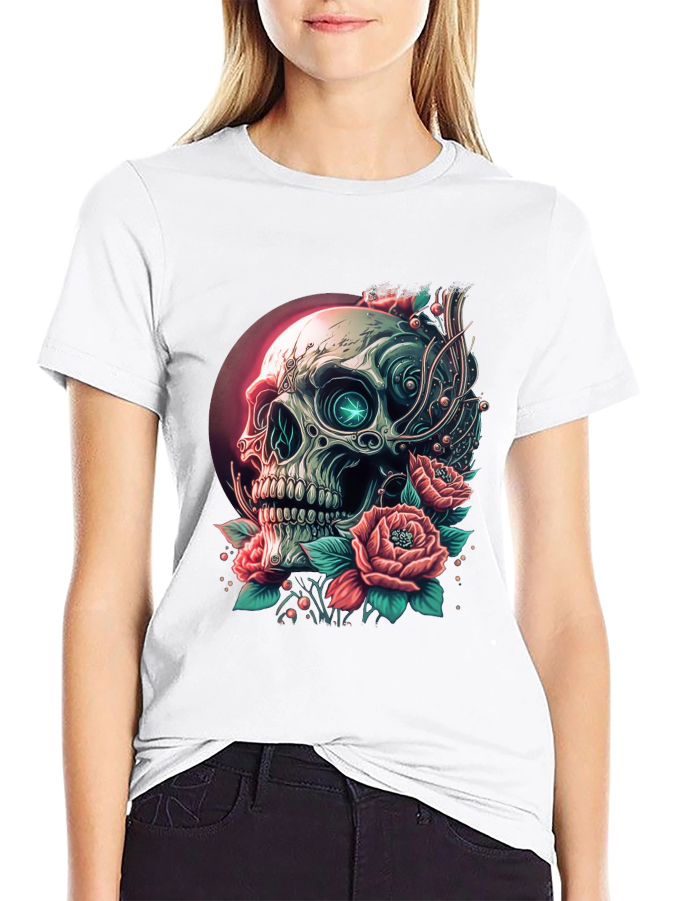 Skull & Roses Graphic T-Shirt - Edgy Streetwear