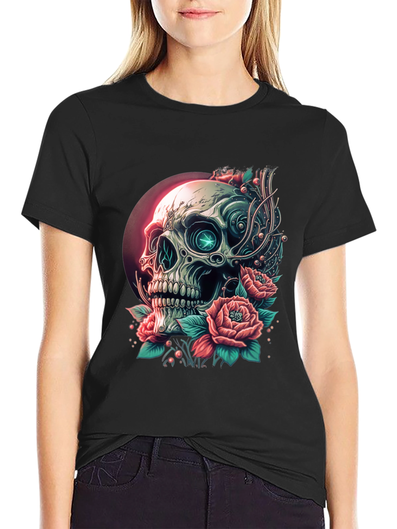 Skull & Roses Graphic T-Shirt - Edgy Streetwear