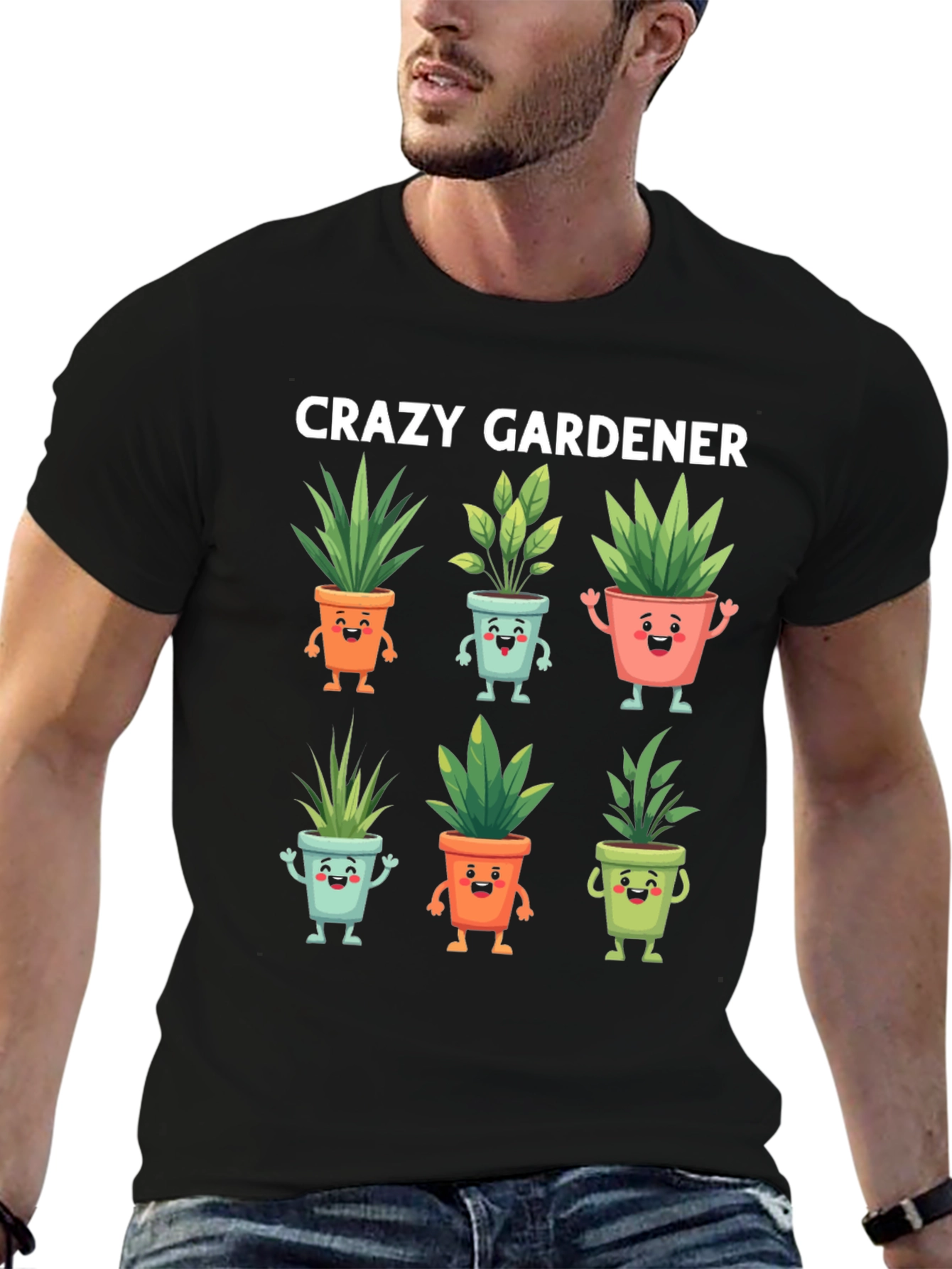 Crazy Gardener Graphic Tee - Potted Plant Design