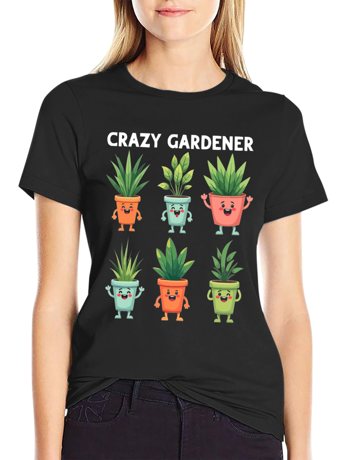 Crazy Gardener Graphic Tee - Potted Plant Design