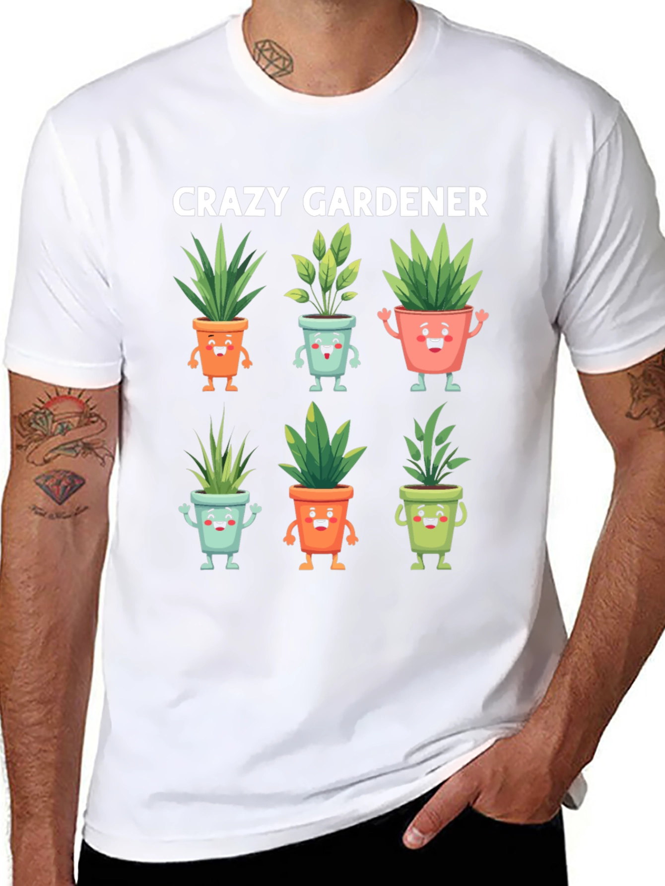 Crazy Gardener Graphic Tee - Potted Plant Design