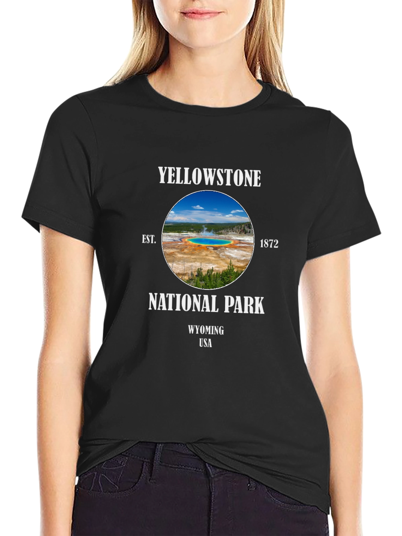 Yellowstone National Park Black Graphic T-Shirt