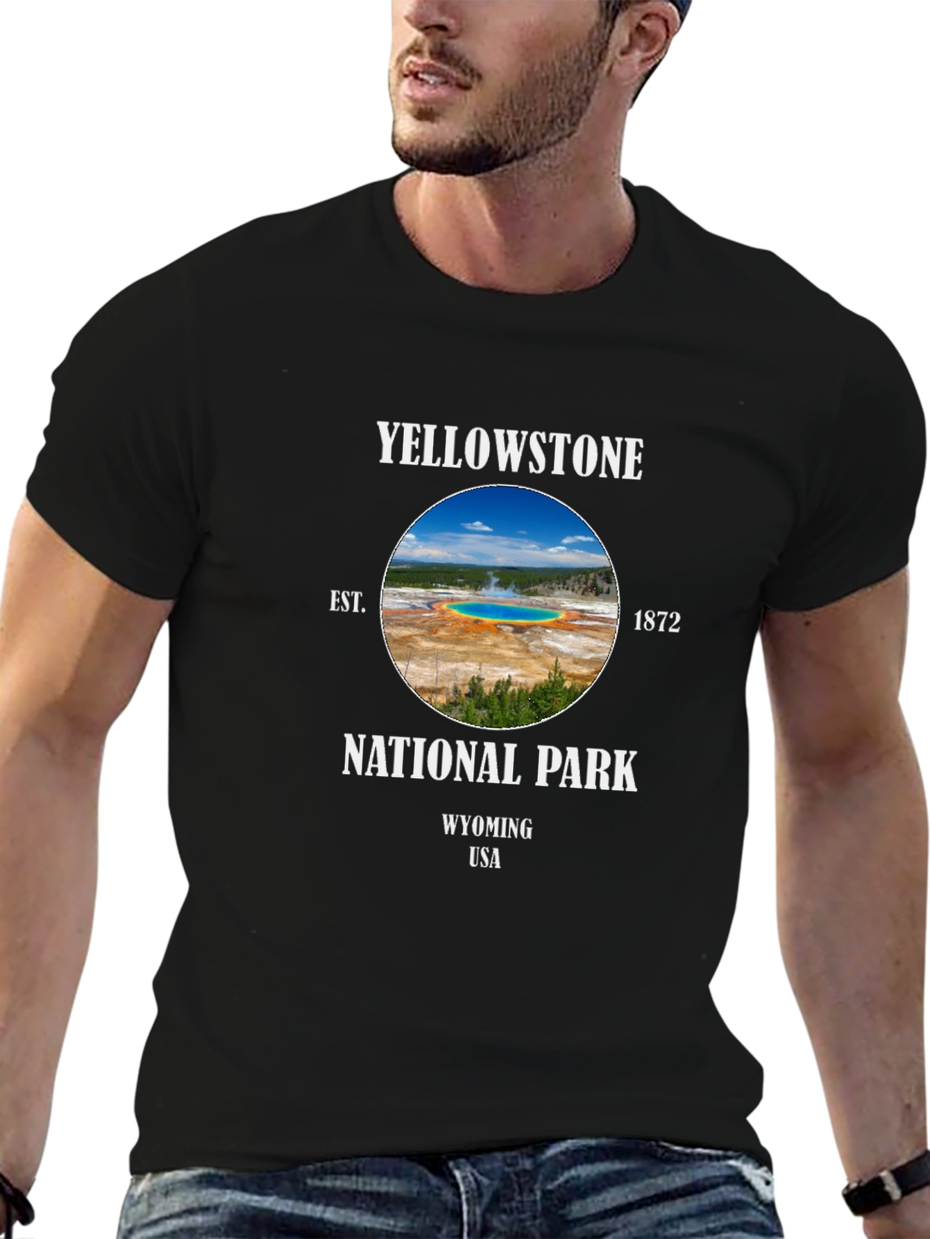 Yellowstone National Park Black Graphic T-Shirt