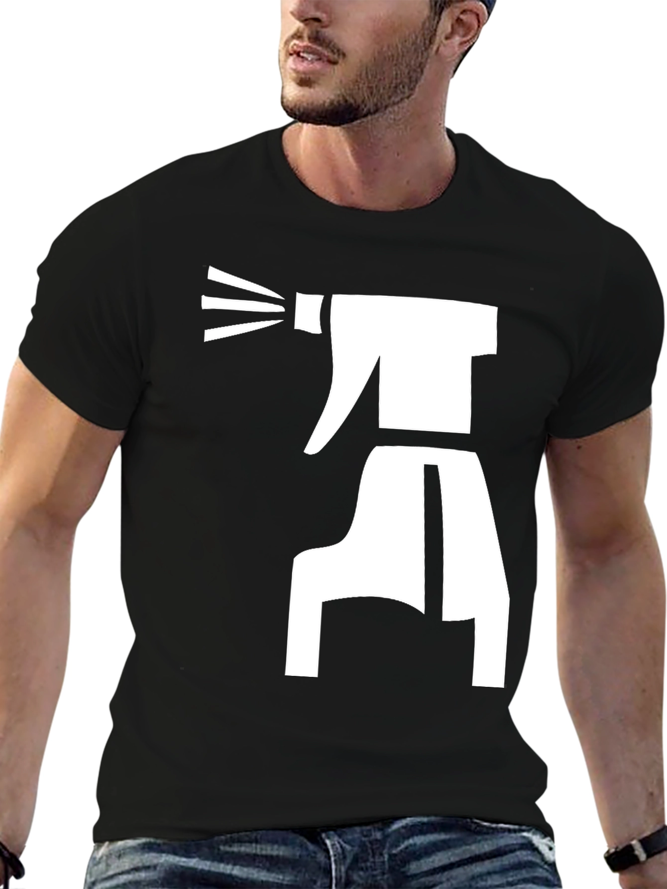 Spray Bottle Graphic Tee - Black Cotton T-Shirt