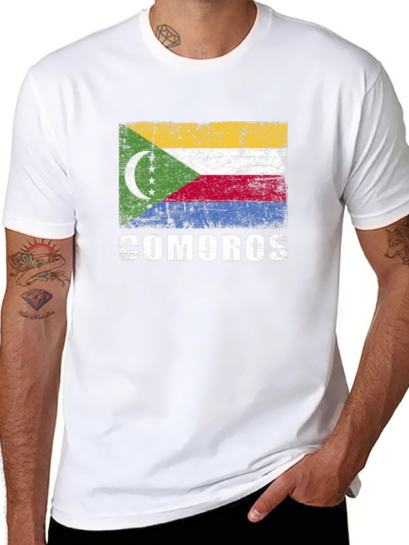 Comoros Flag T-Shirt - Distressed Graphic Tee