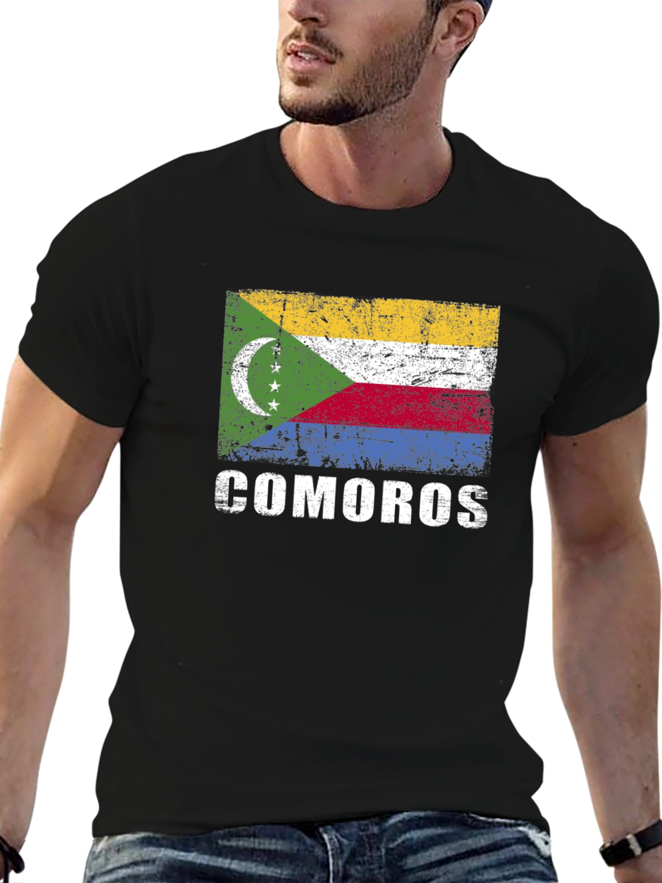 Comoros Flag T-Shirt - Distressed Graphic Tee