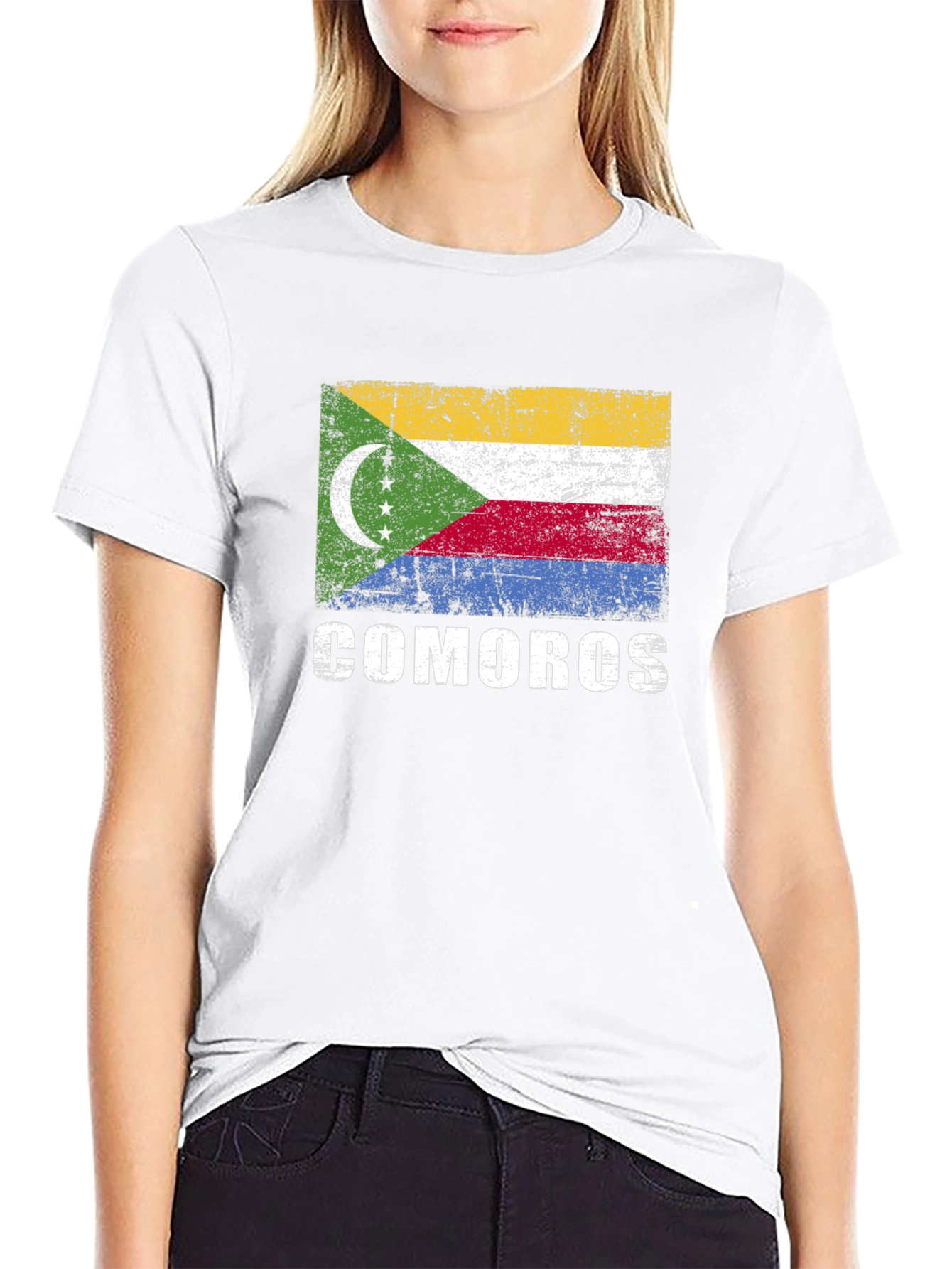 Comoros Flag T-Shirt - Distressed Graphic Tee