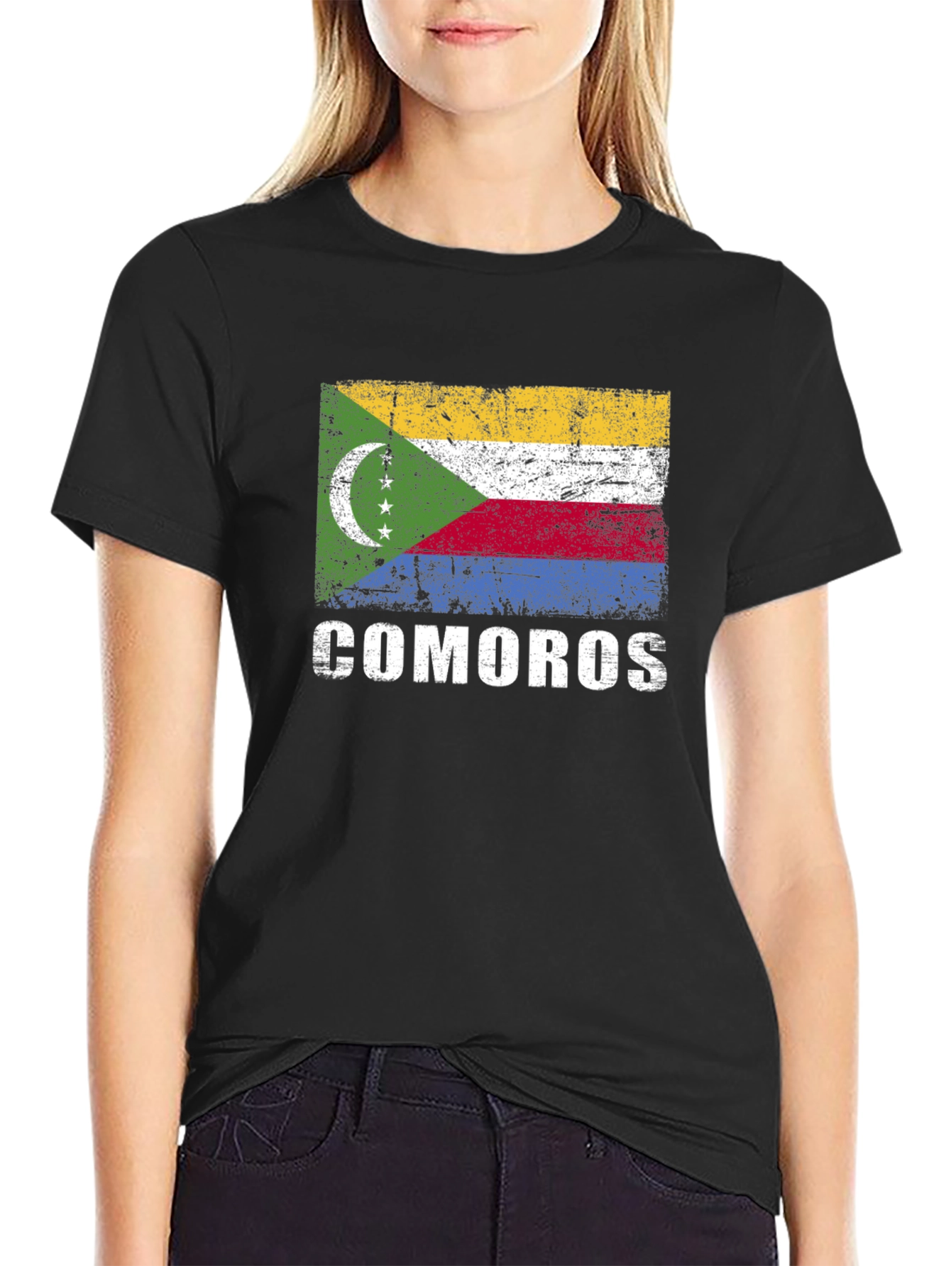 Comoros Flag T-Shirt - Distressed Graphic Tee