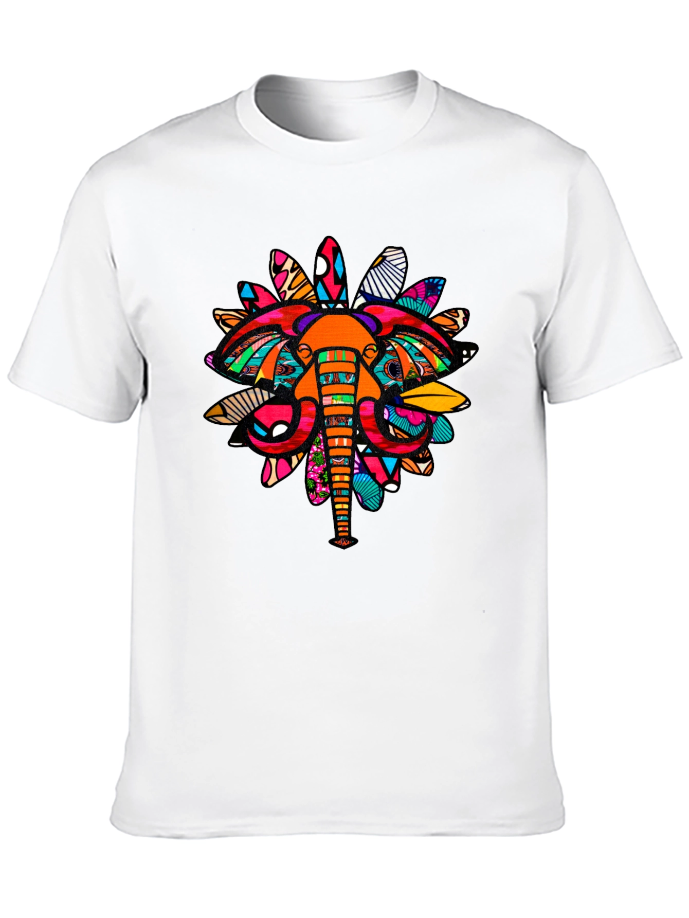 Abstract Elephant Print Black Graphic Tee