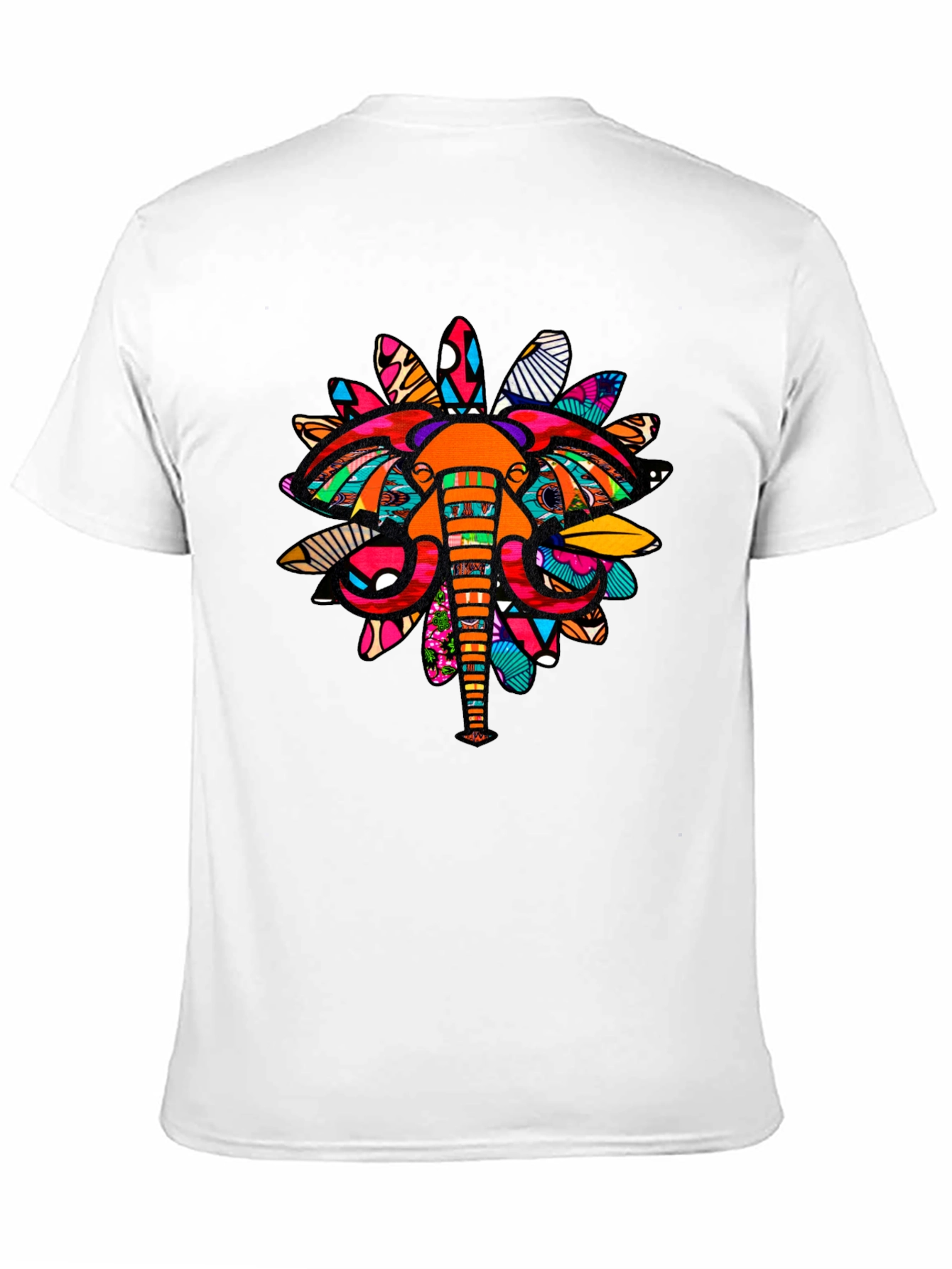 Abstract Elephant Print Black Graphic Tee