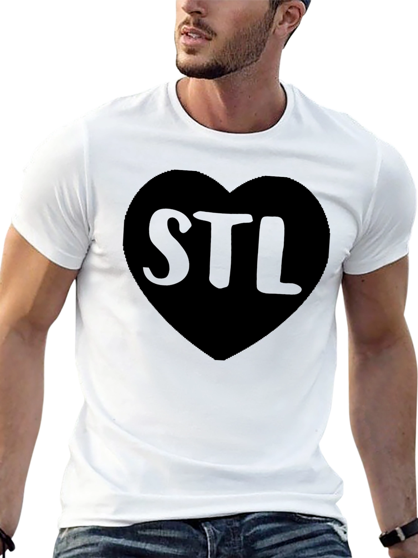 STL Heart Graphic Tee - Soft Black T-Shirt