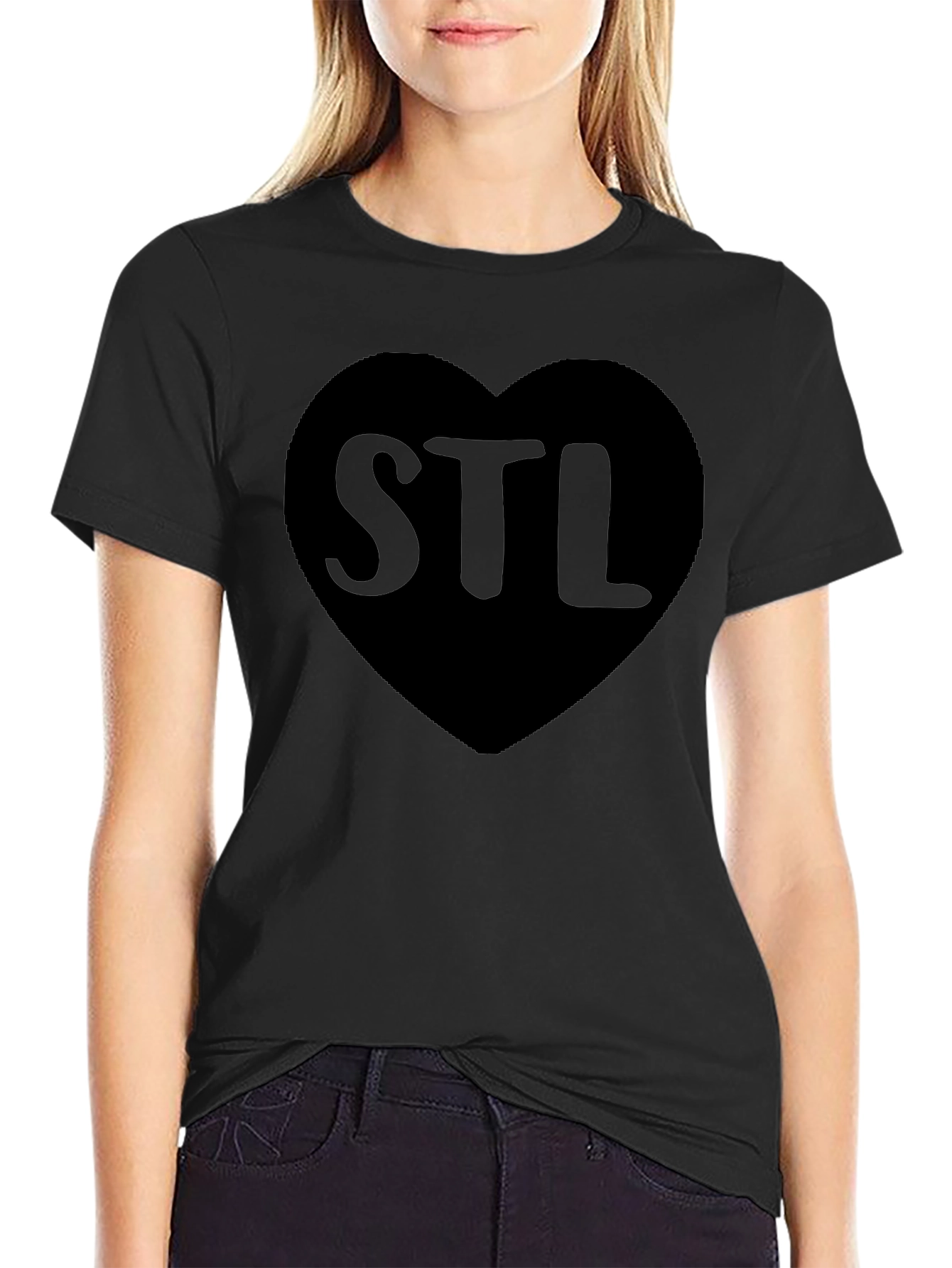 STL Heart Graphic Tee - Soft Black T-Shirt
