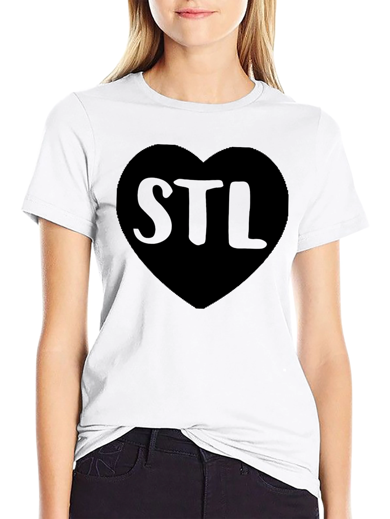 STL Heart Graphic Tee - Soft Black T-Shirt