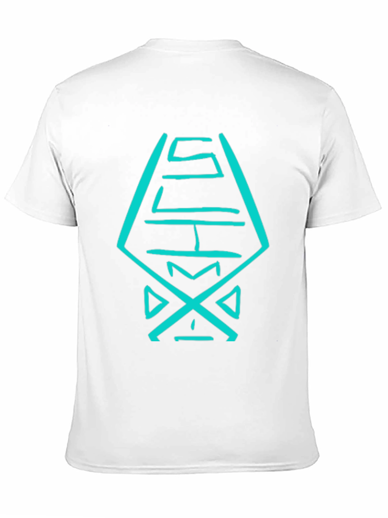 Black T-Shirt with Abstract Turquoise Design